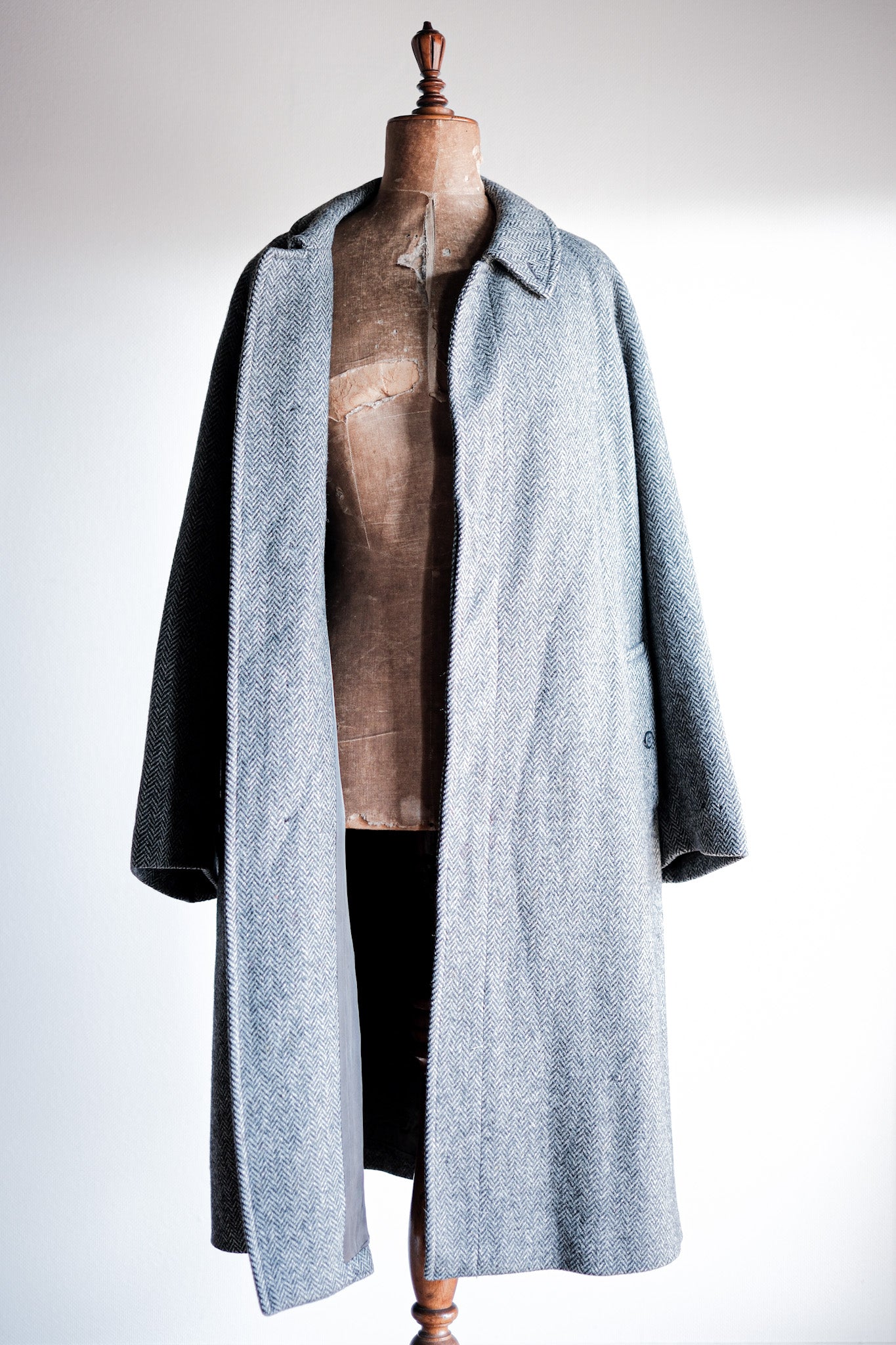【~90's】Vintage Burberry's Single Raglan Balmacaan Coat Size.54REG "SHETLAND TWEED"