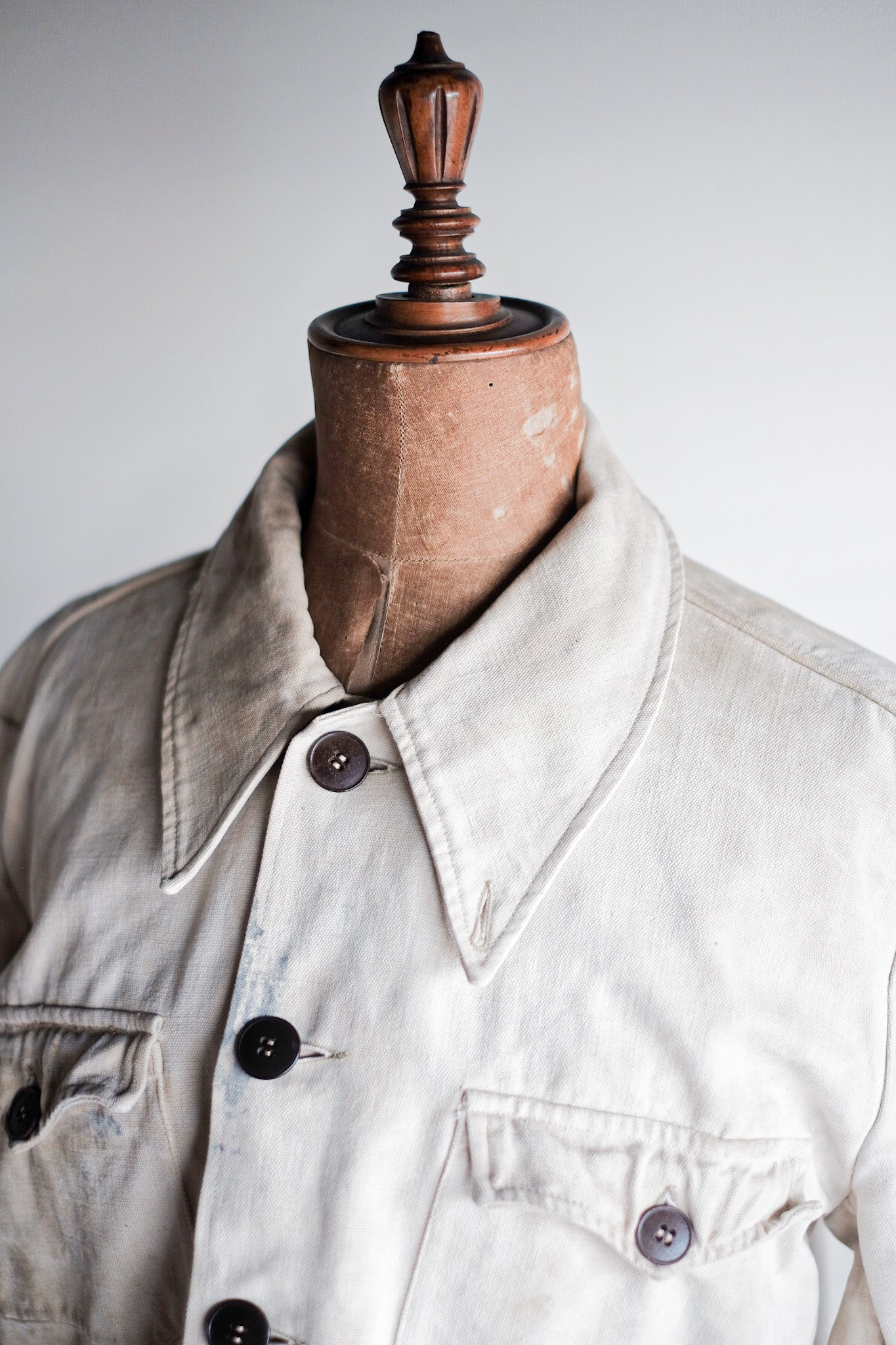 【~50's】French Vintage White Cotton Canvas Work Jacket