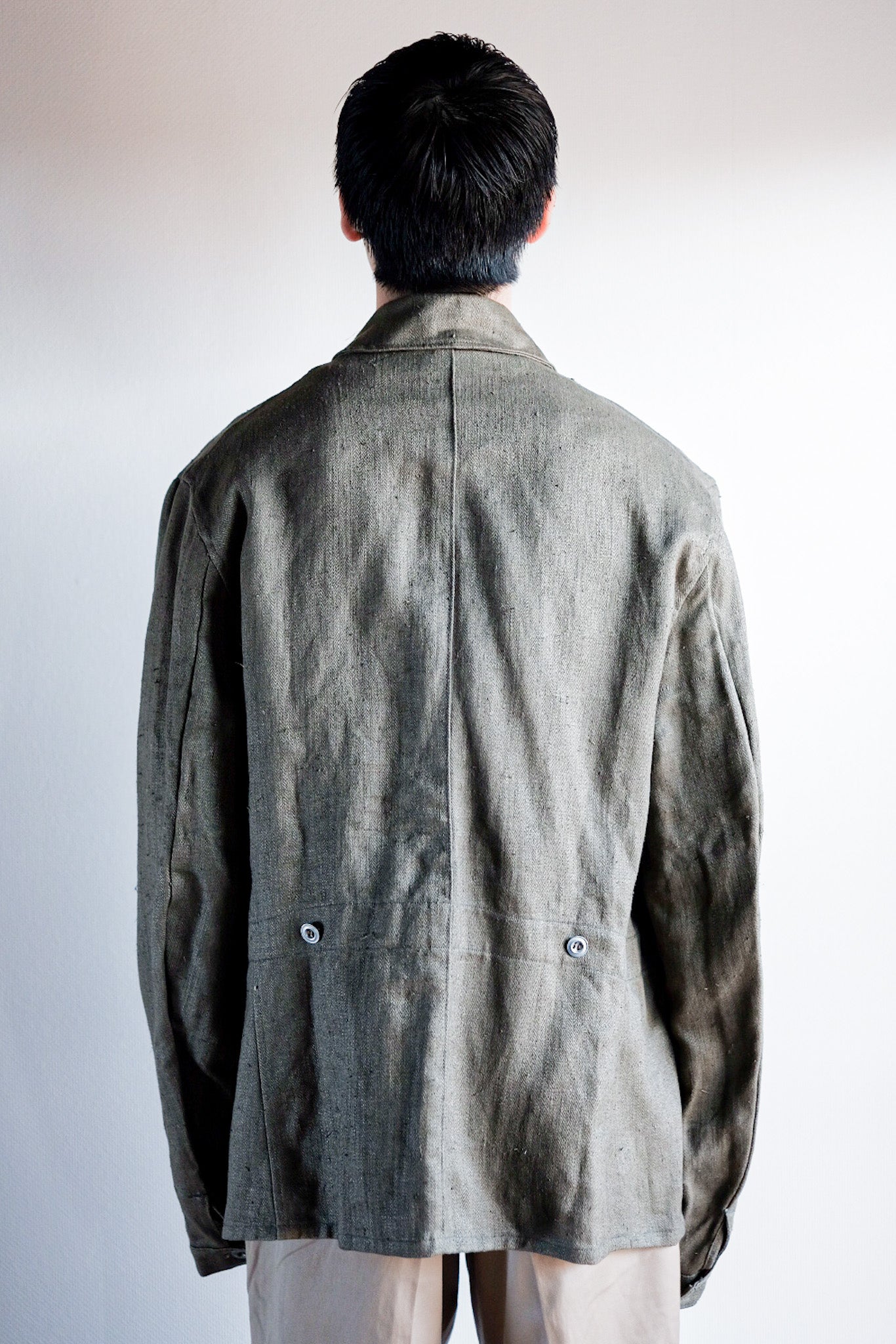 【~30's】German Air Force Green Linen HBT Jacket "Luftwaffe" "Dead Stock"