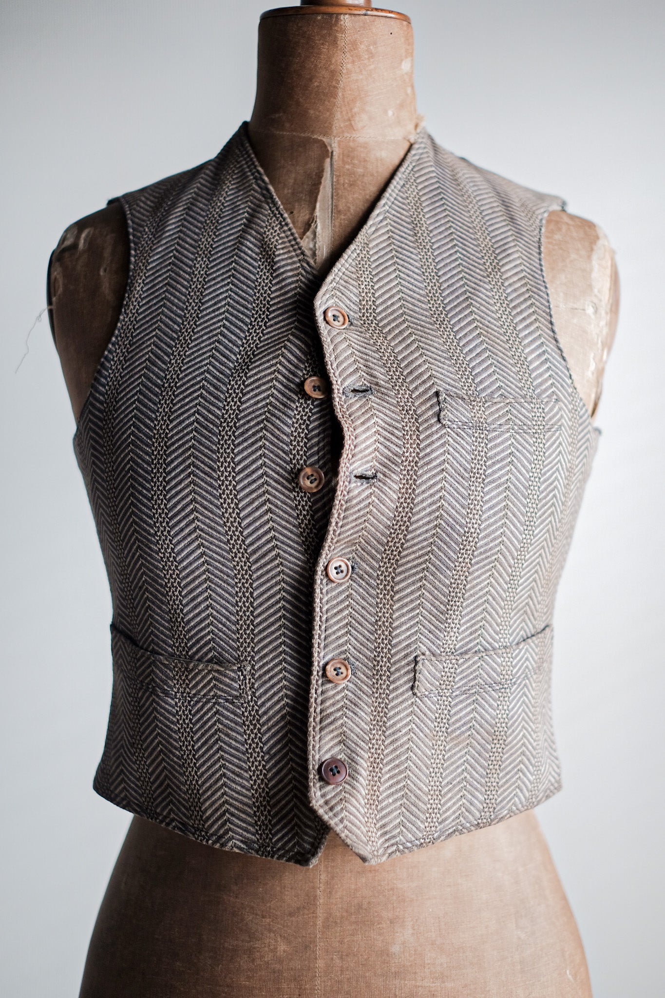 【~30's】French Vintage HBT Wool Work Gilet