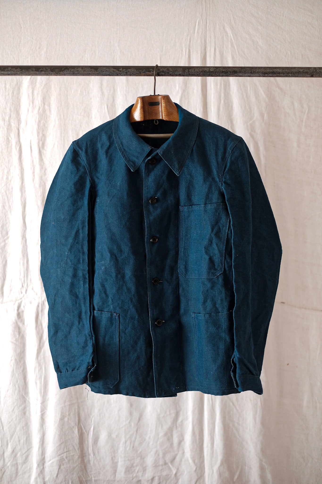 【~30's】French Vintage Indigo Linen Work Jacket