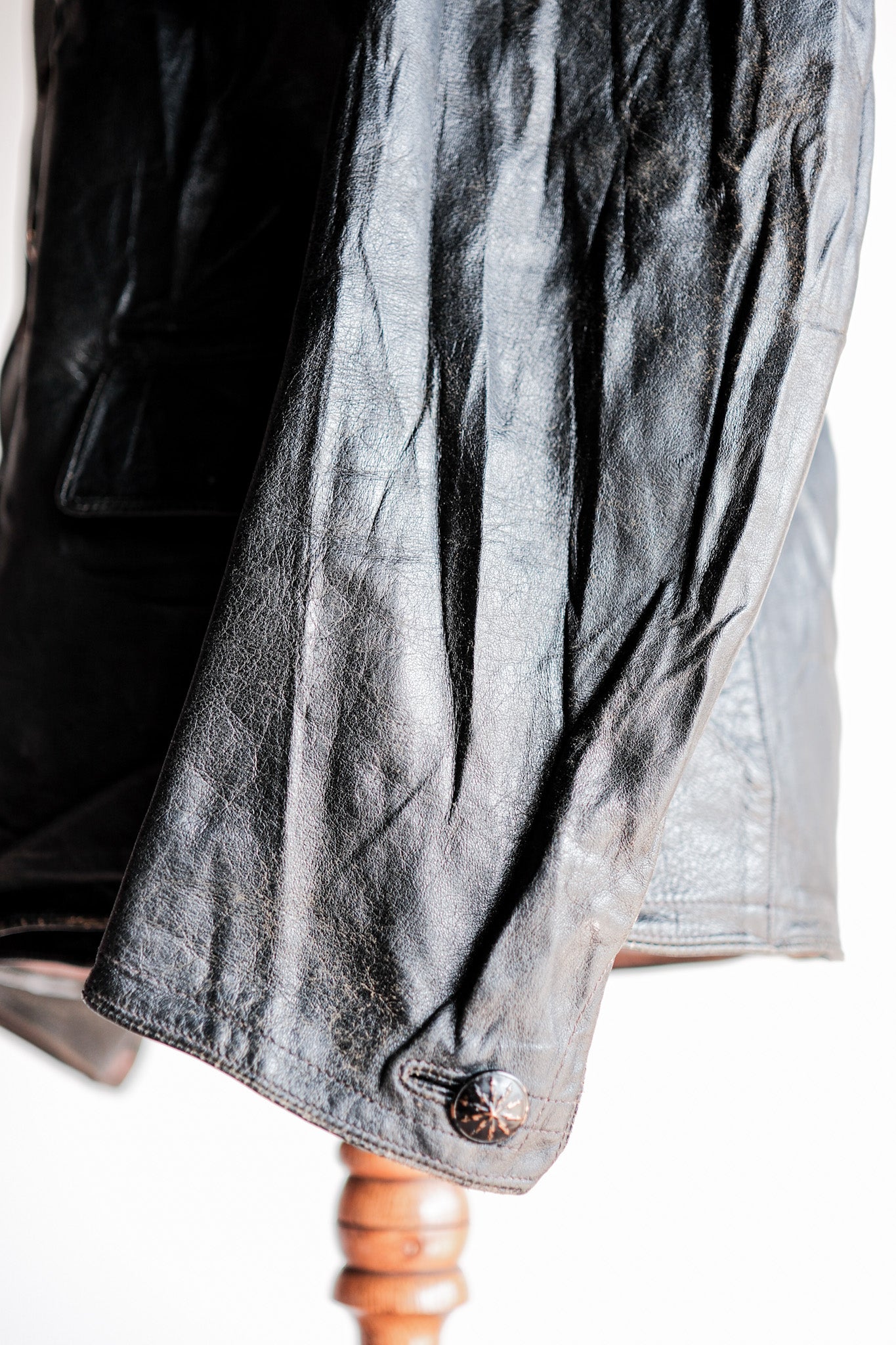 【~40's】Swedish Vintage Double Breasted Leather Jacket