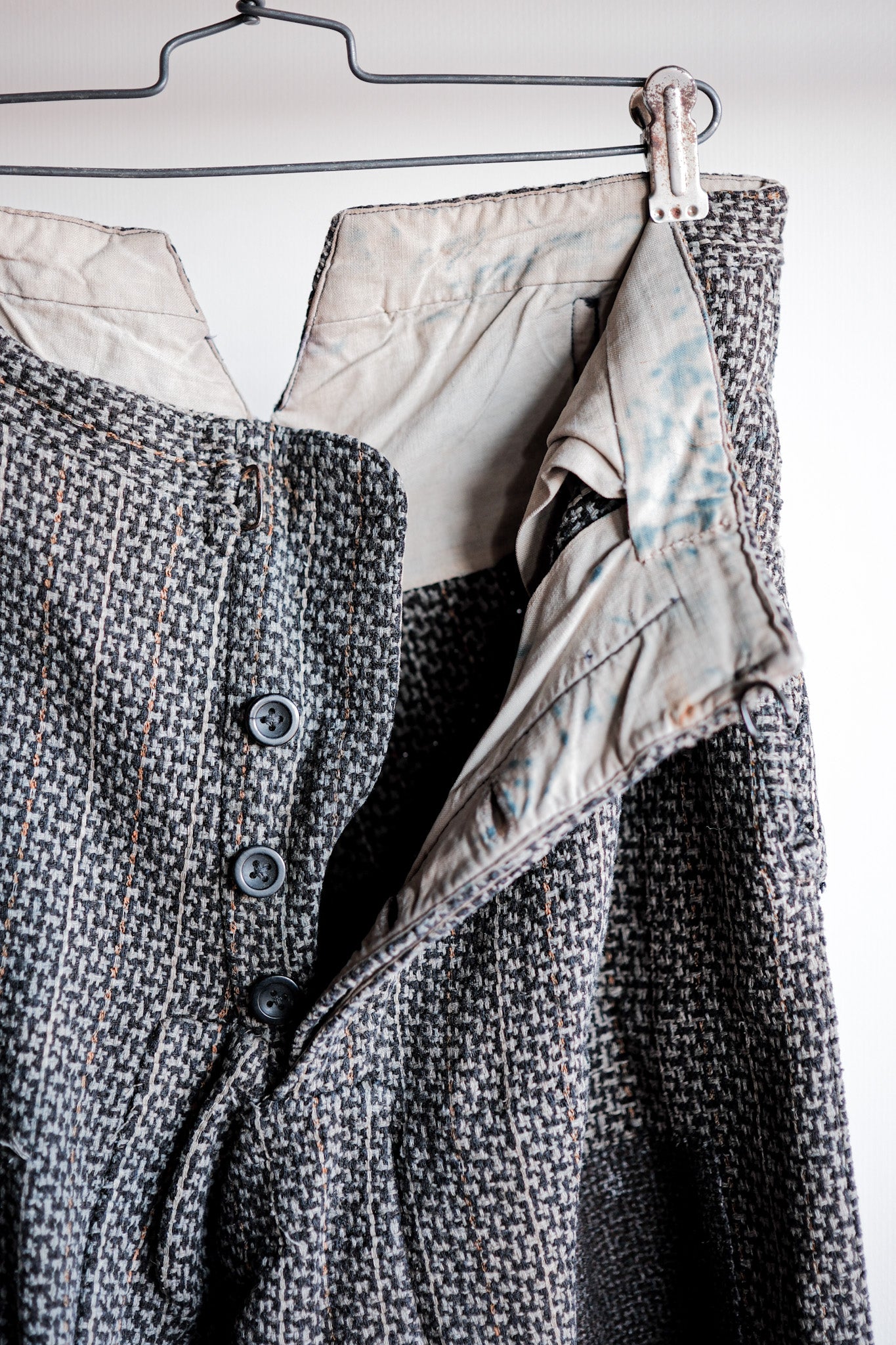 【~20's】French Vintage Homemade Wool Work Pants "Patchwork"