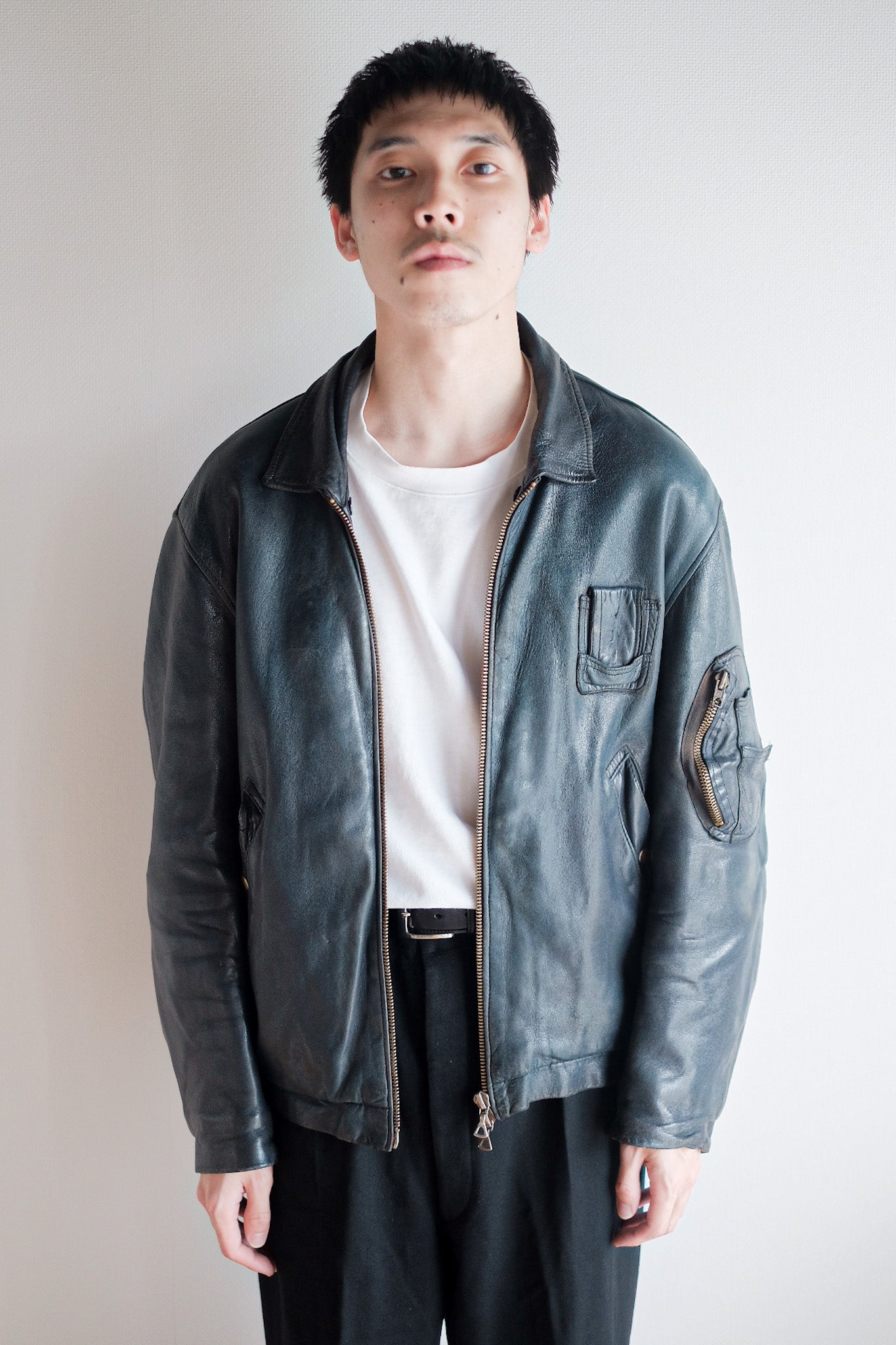 【~80's】French Air Force Pilot Leather Jacket