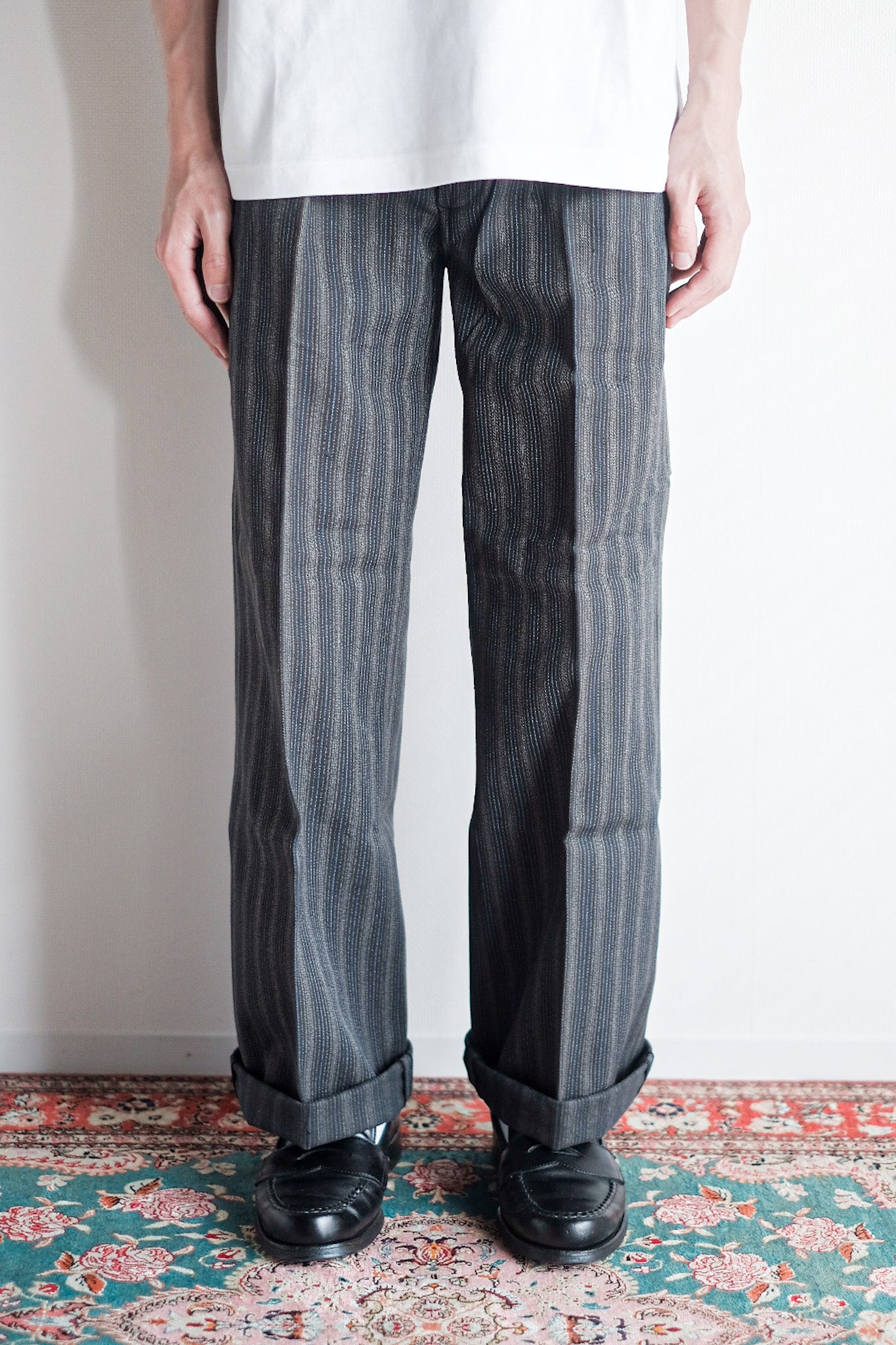 【~40's】French Vintage Cotton Striped Work Pants "Dead Stock"