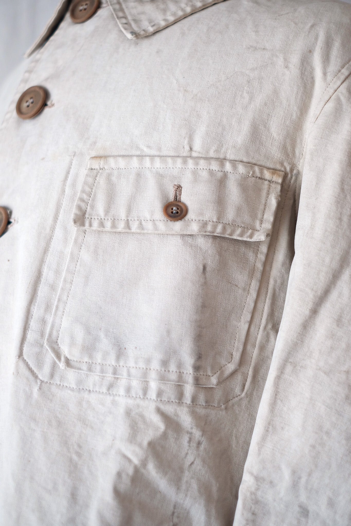 【~40's】French Vintage White Cotton Hunting Jacket