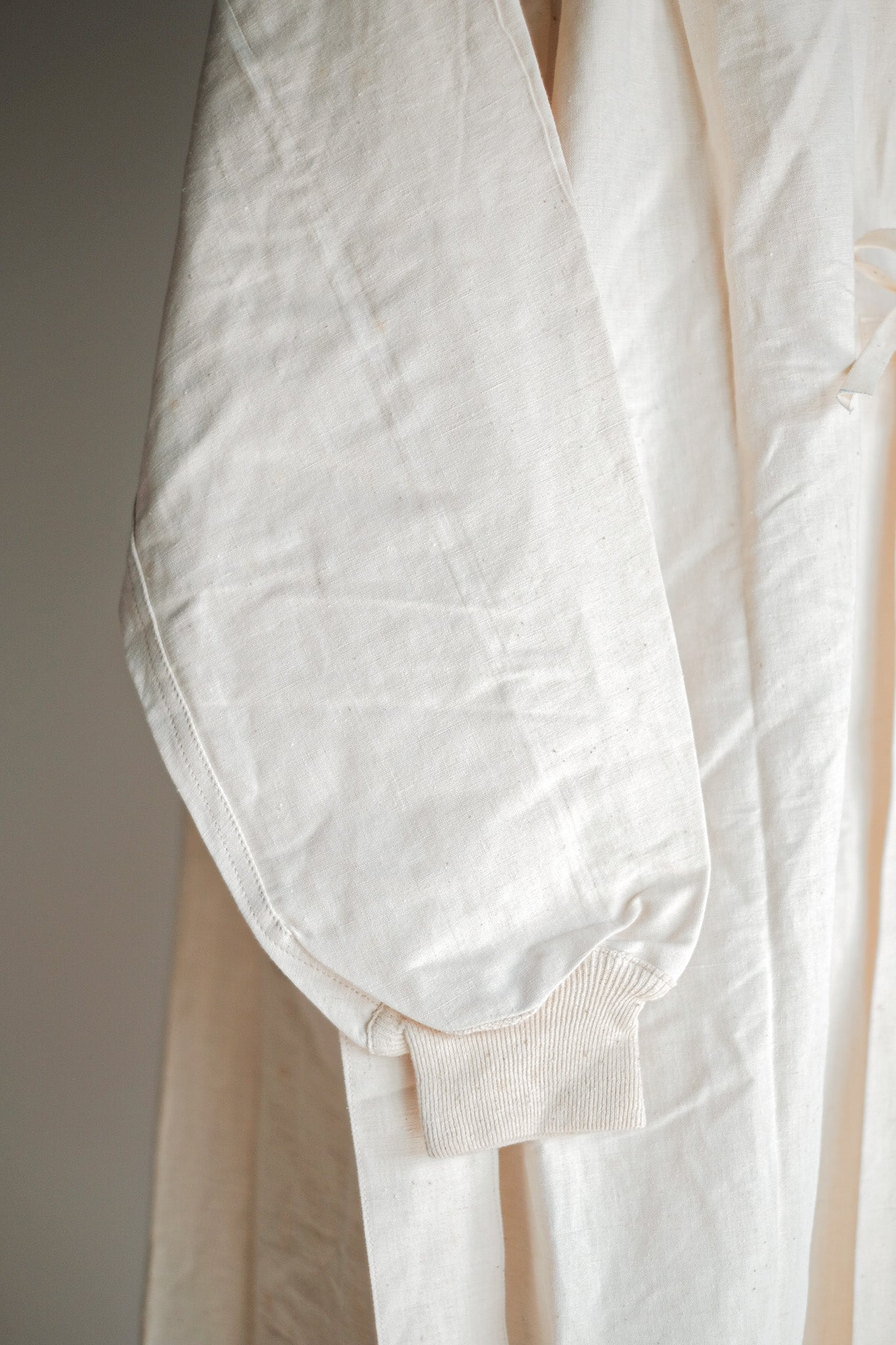 【~50's】French Army Surgeon Linen Coat Hospital Military "Dead Stock"