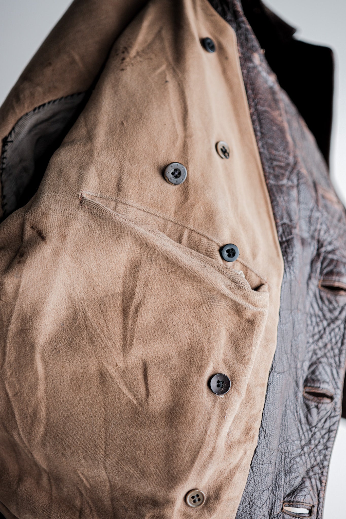 【~30's】German Vintage Double Breasted Motorcycle Leather Jacket