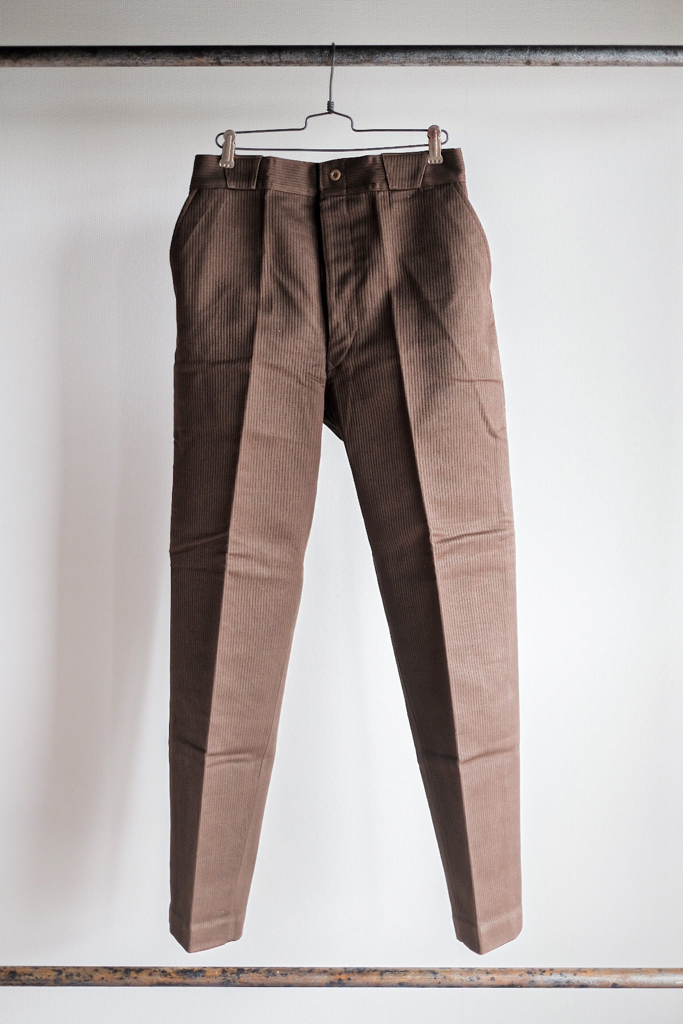 【~50's】French Vintage Brown Cotton Pique Work Pants "Dead Stock"