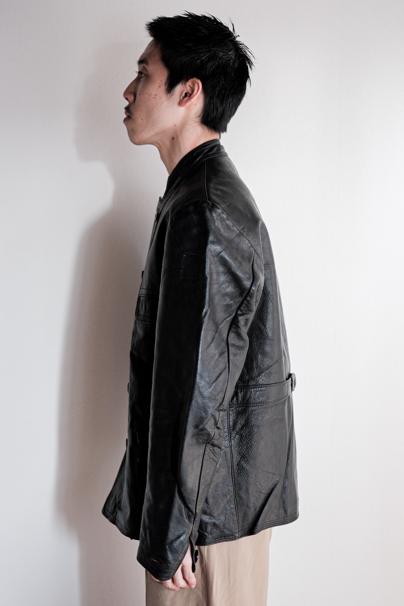 【~40's】Swedish Vintage Double Breasted Leather Jacket