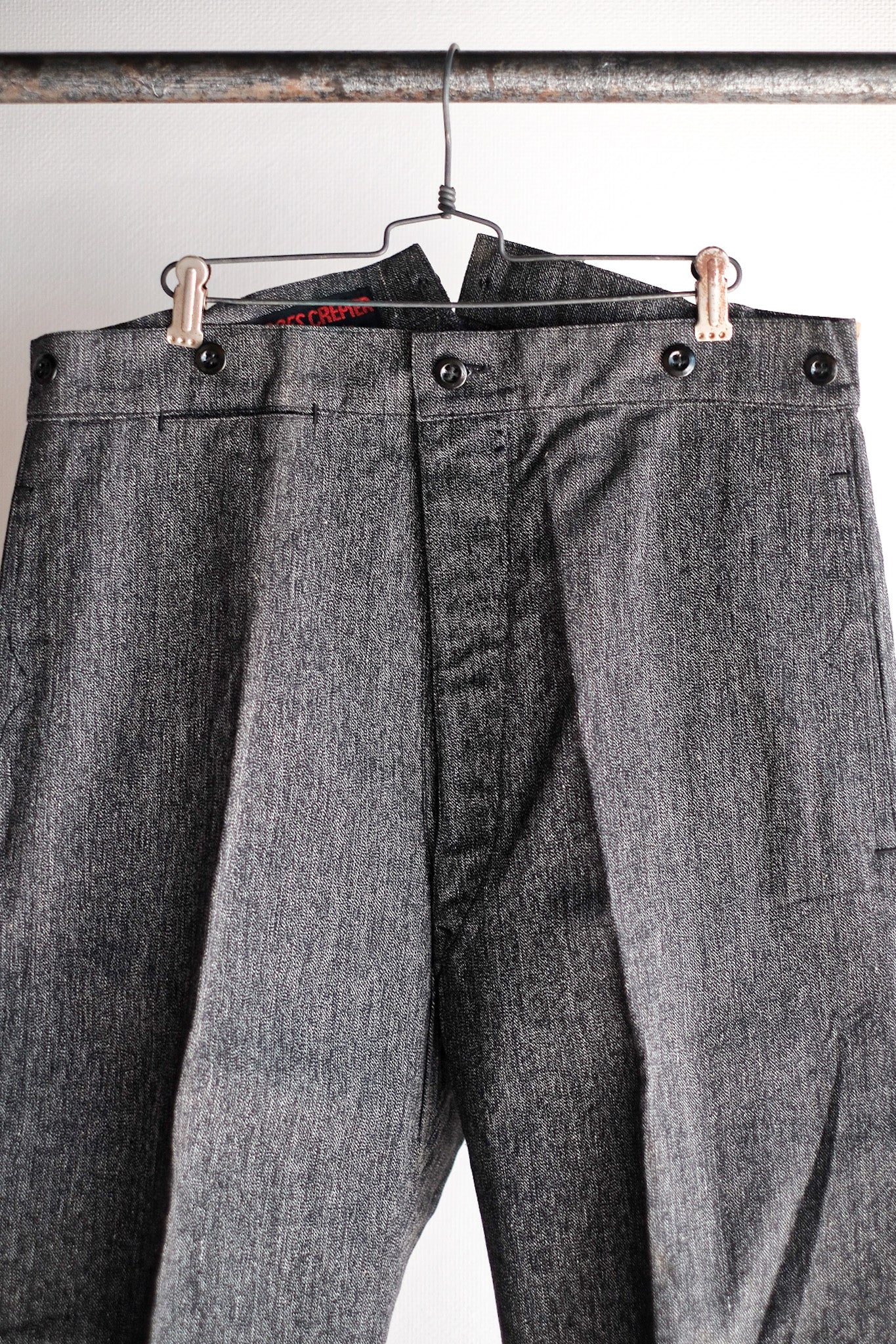 【~30's】French Vintage Black Chambray Work Pants "Dead Stock"