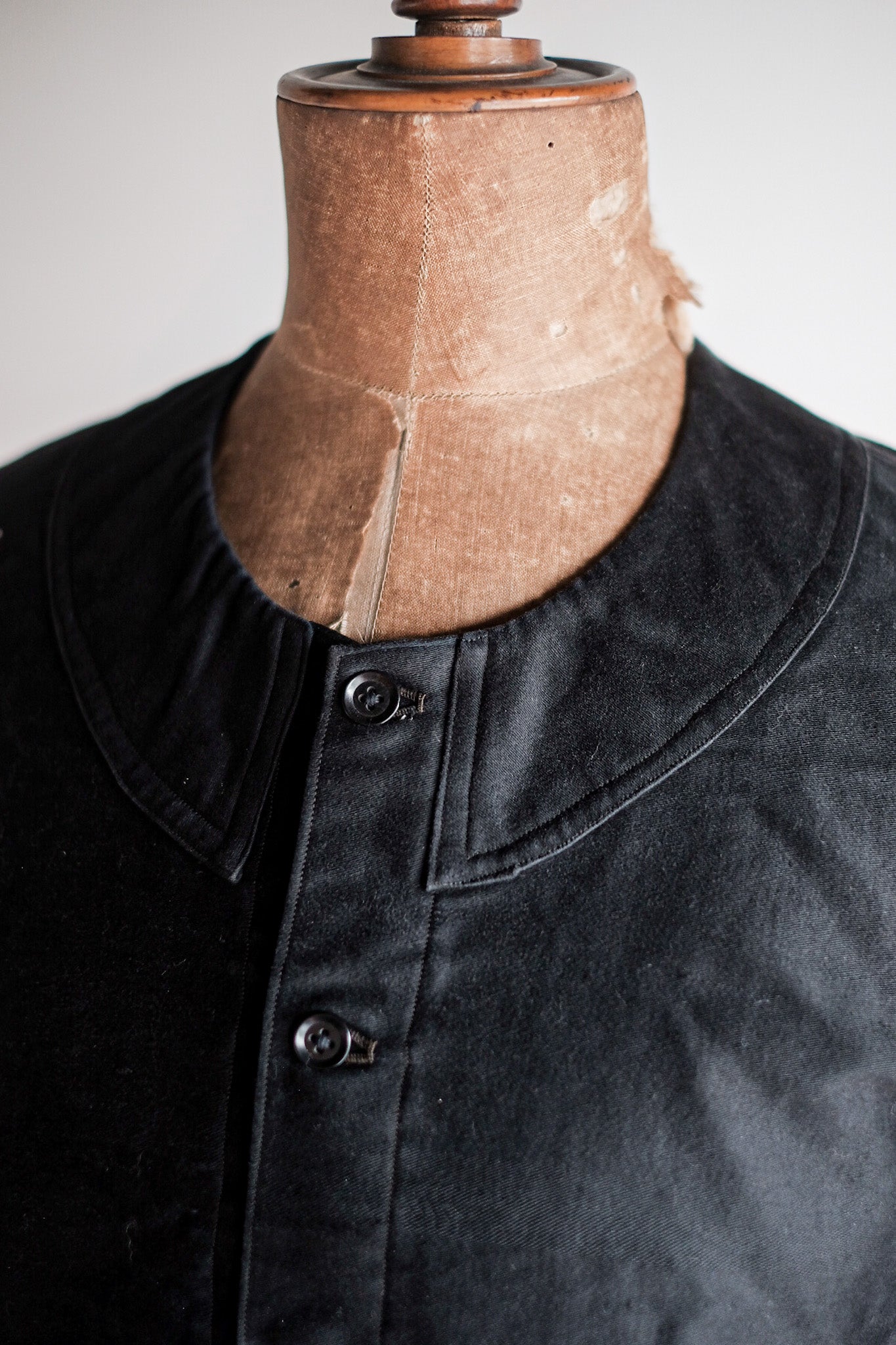 【~20's】French Vintage Black Moleskin Work Jacket "6 Buttons" "Dead Stock"