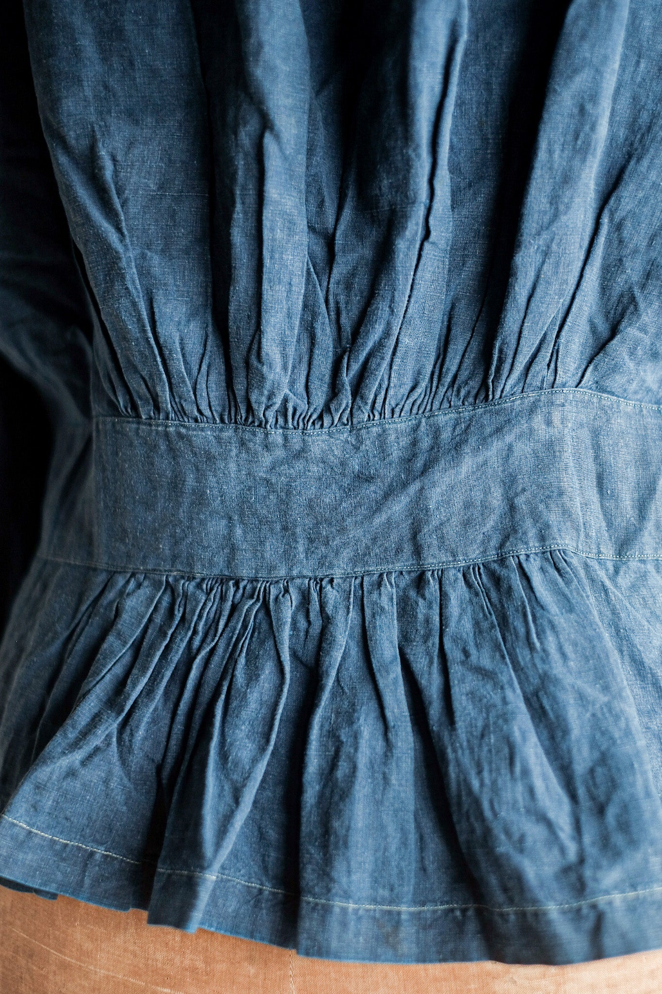 【Late 19th C】French Antique Indigo Linen Fireman Bourgeron Jacket