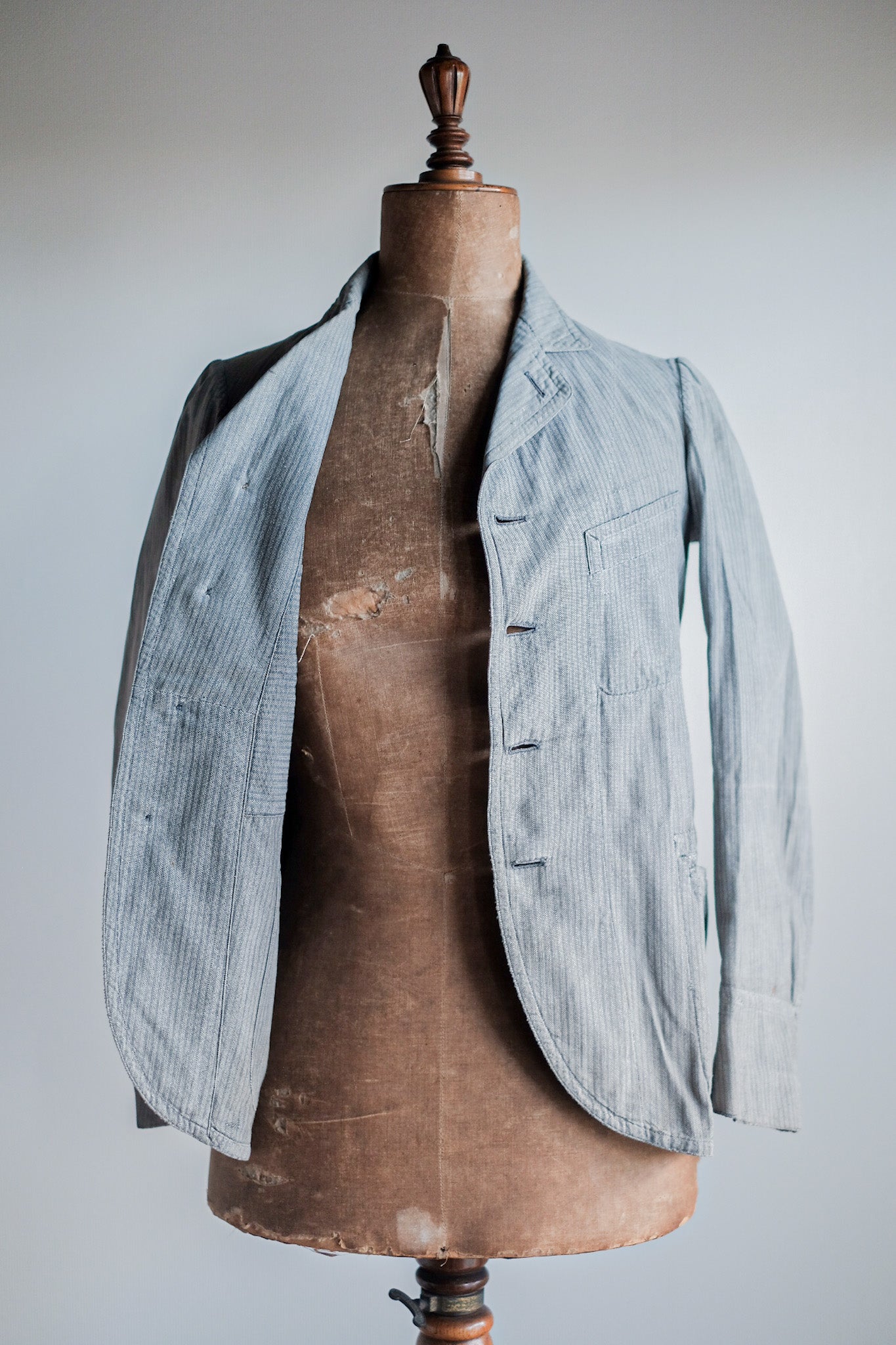 【~10's】French Antique Chambray Striped Sack Jacket