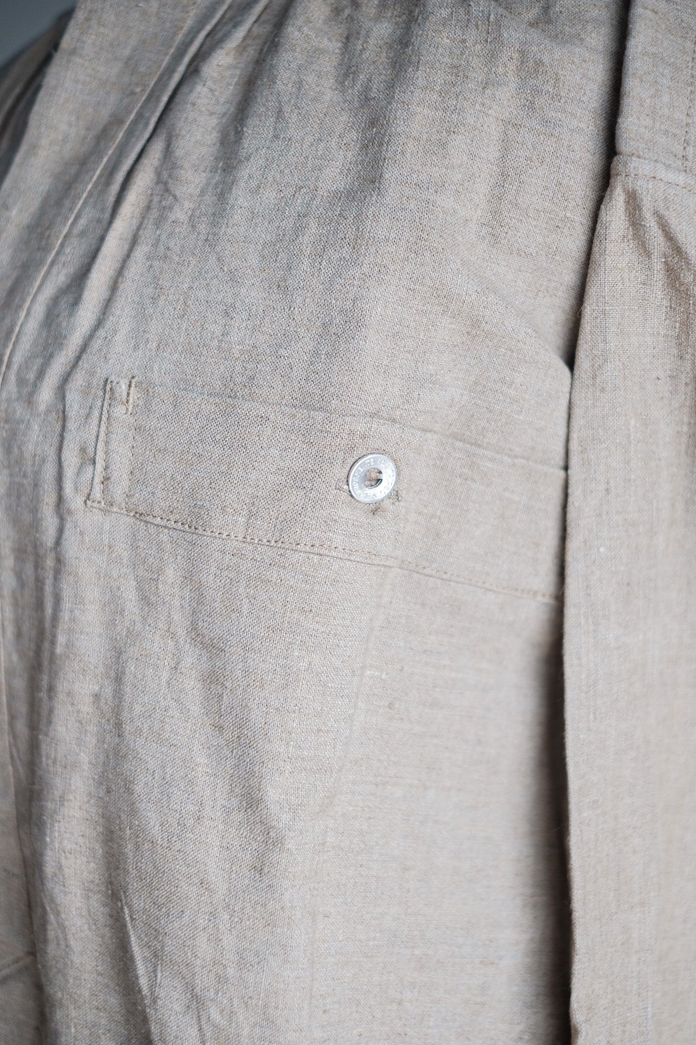 【~50's】French Army Bourgeron Linen Smock Hospital Military "Dead Stock"