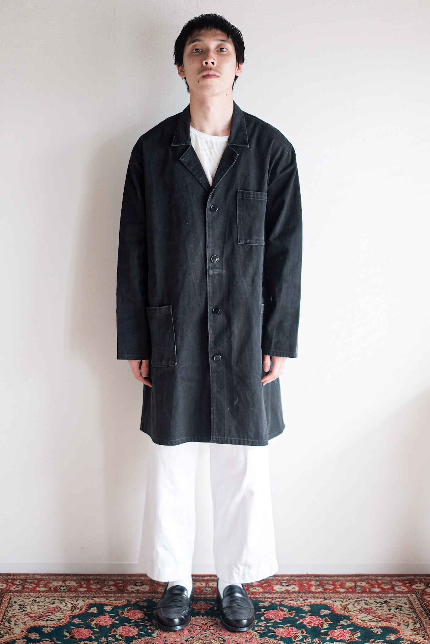 【~50's】French Vintage Black Moleskin Work Coat