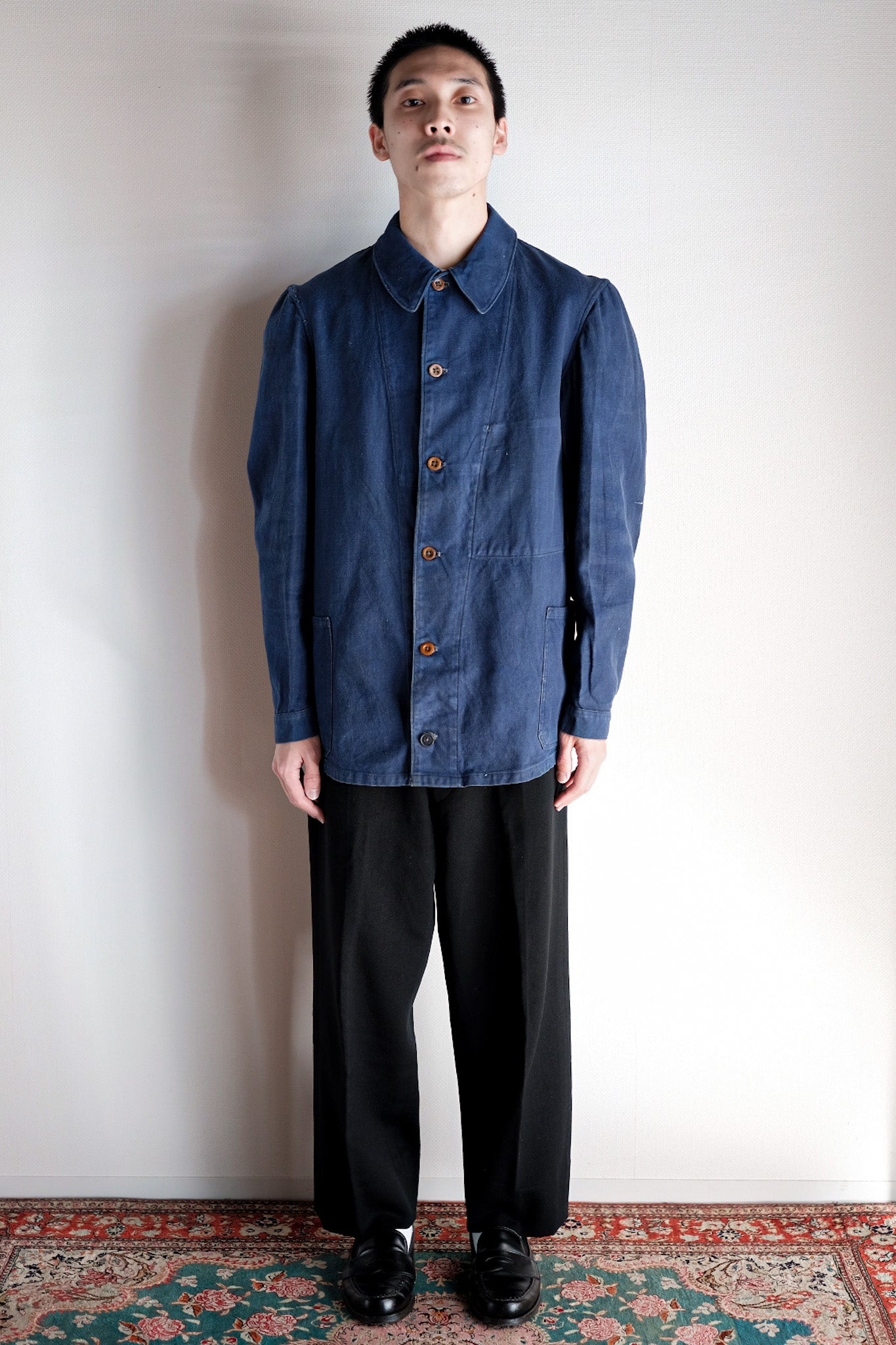 【~40's】French Navy Indigo Cotton Twill Chore Jacket