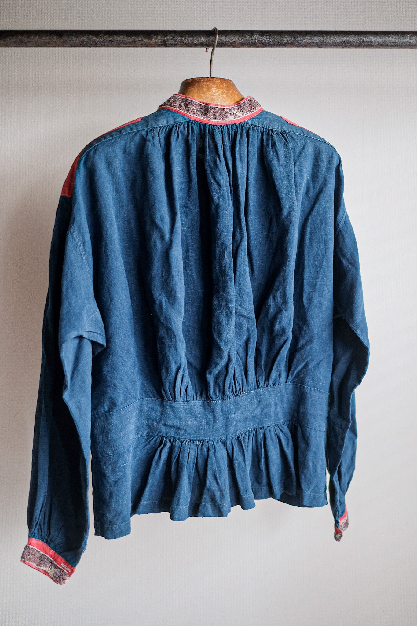 【Late 19th C】French Antique Indigo Linen Fireman Bourgeron Jacket