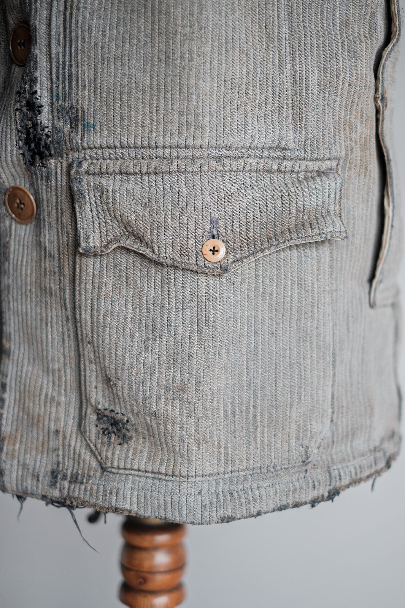 【~40's】French Vintage Gray Cotton Pique Hunting Jacket