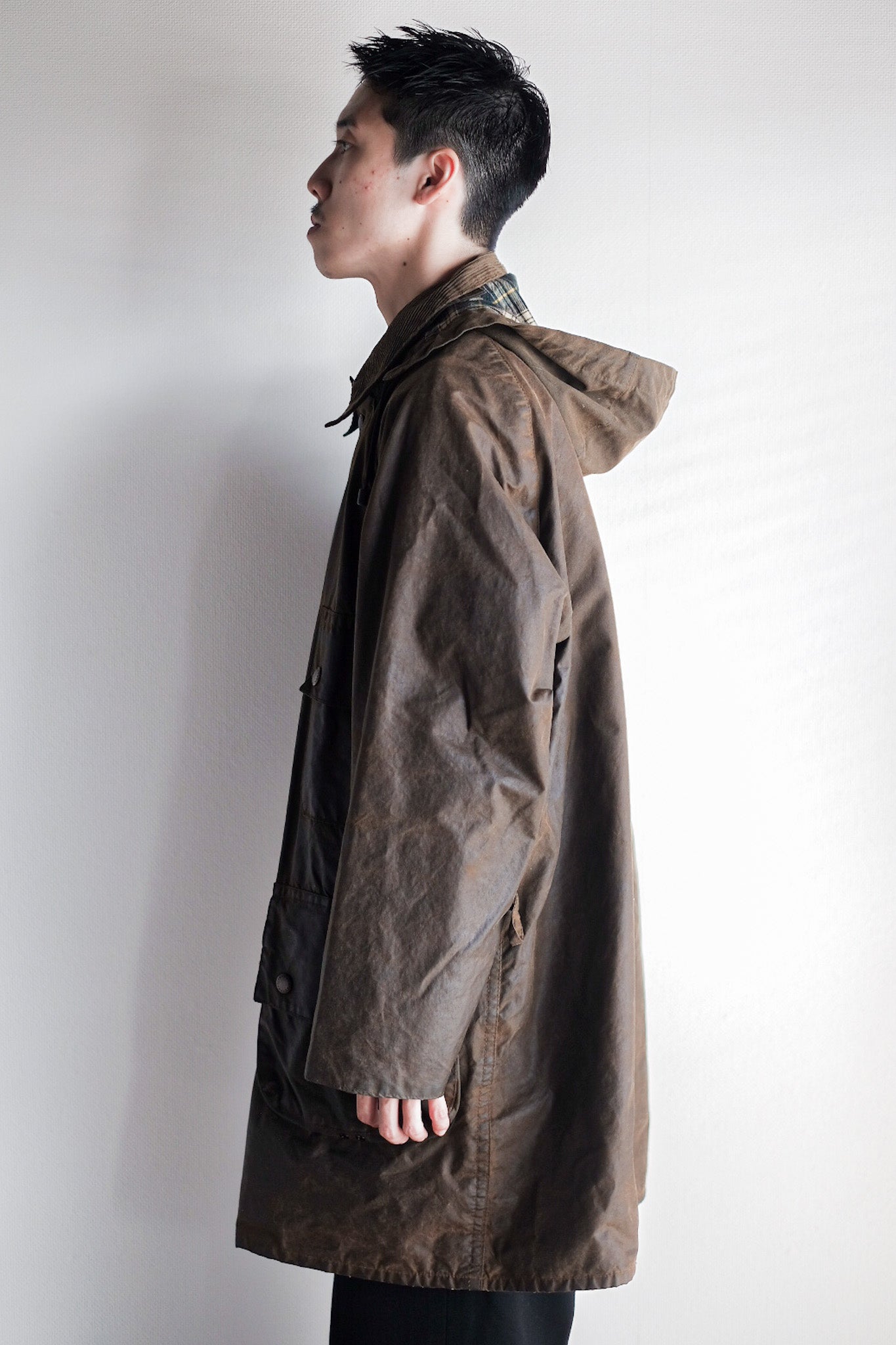 【~80's】Vintage Barbour "SOLWAY ZIPPER" With Hood 2 Crest Size.40