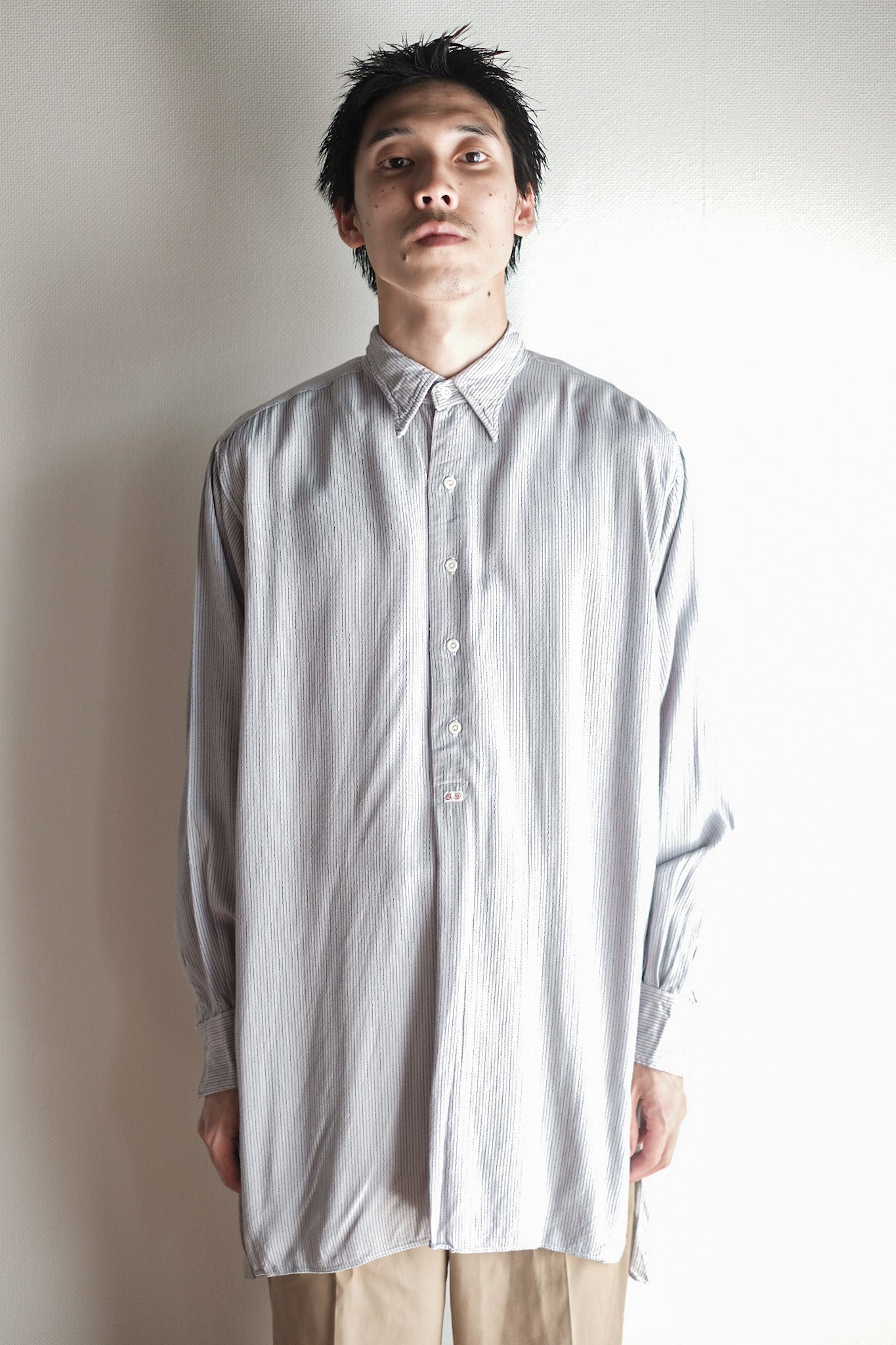 【~40's】French Vintage Rayon Grandpa Shirt