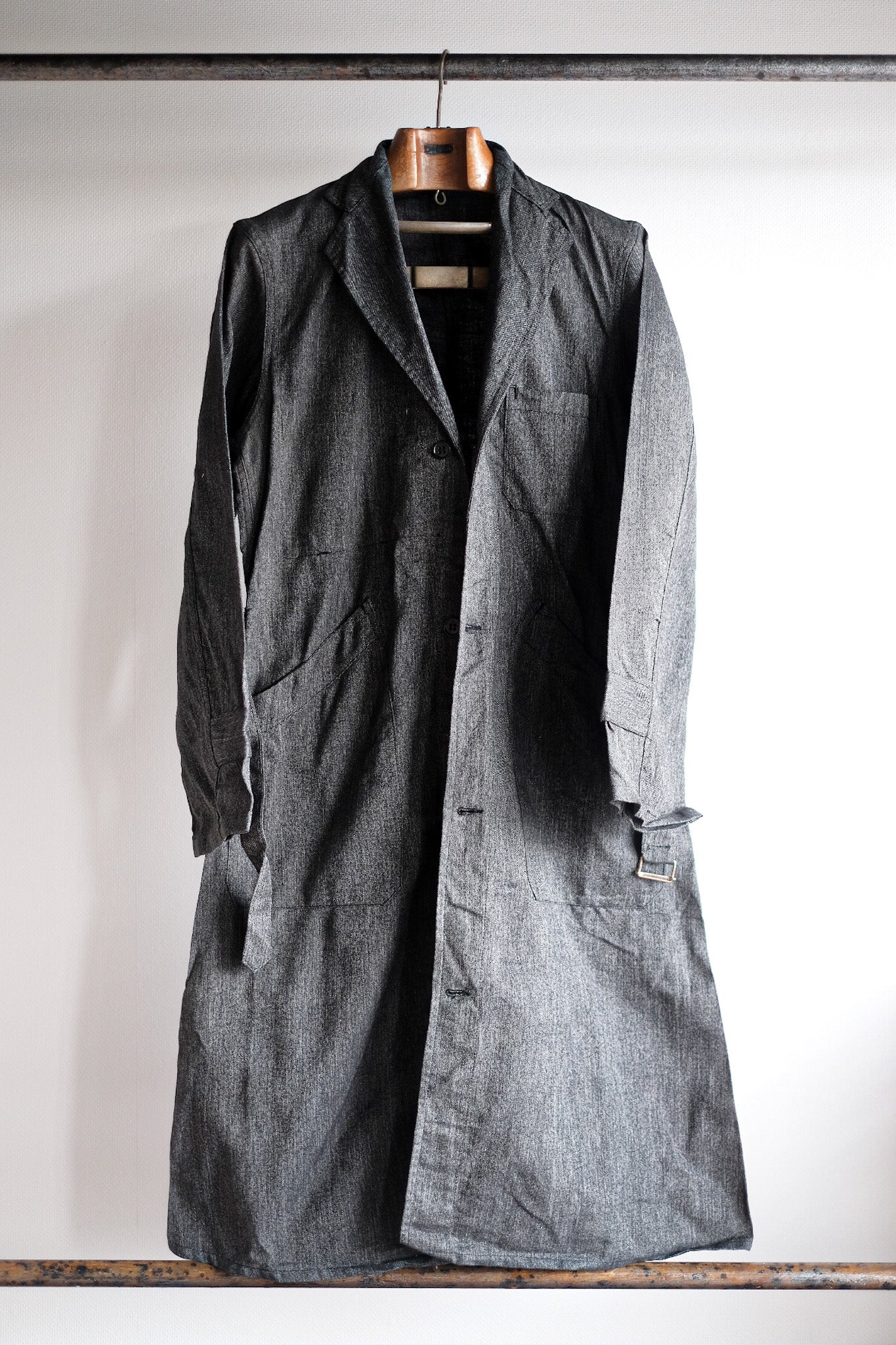 【~40's】French Vintage Black Chambray Atelier Coat “Dead Stock”