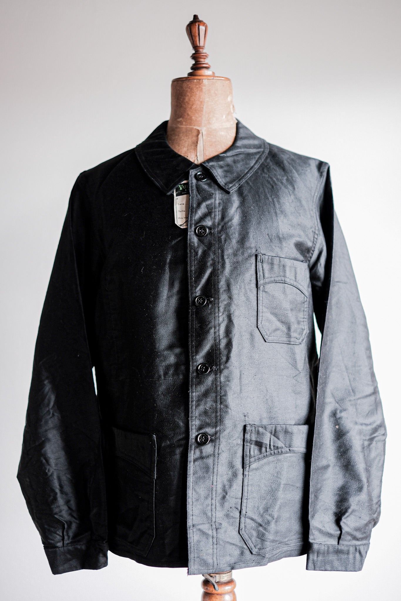 40's] French Vintage Black Light Moleskin Work Jacket 