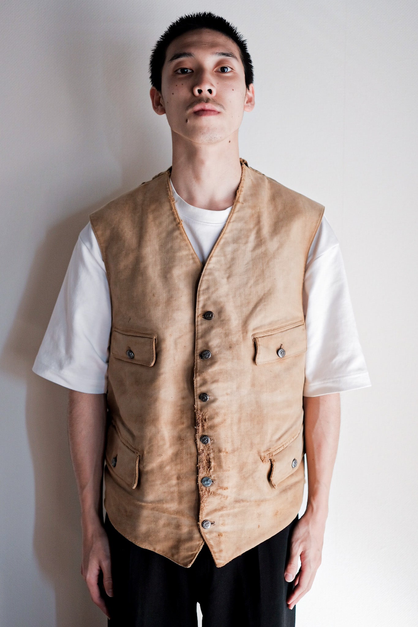 【~30's】French Vintage Moleskin Hunting Gilet