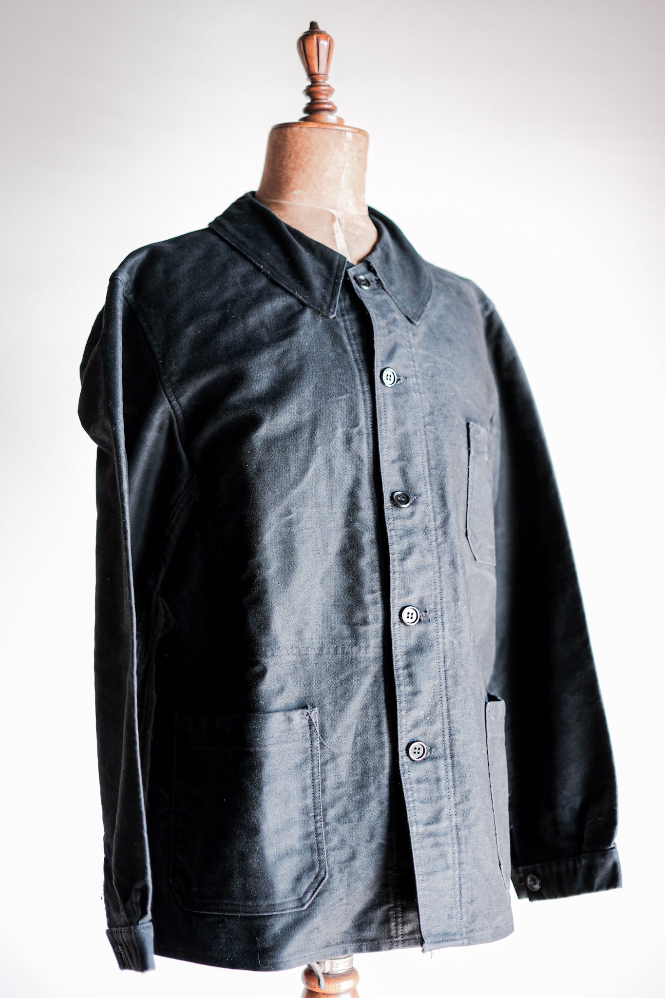 【~50's】French Vintage Black Moleskin Work Jacket