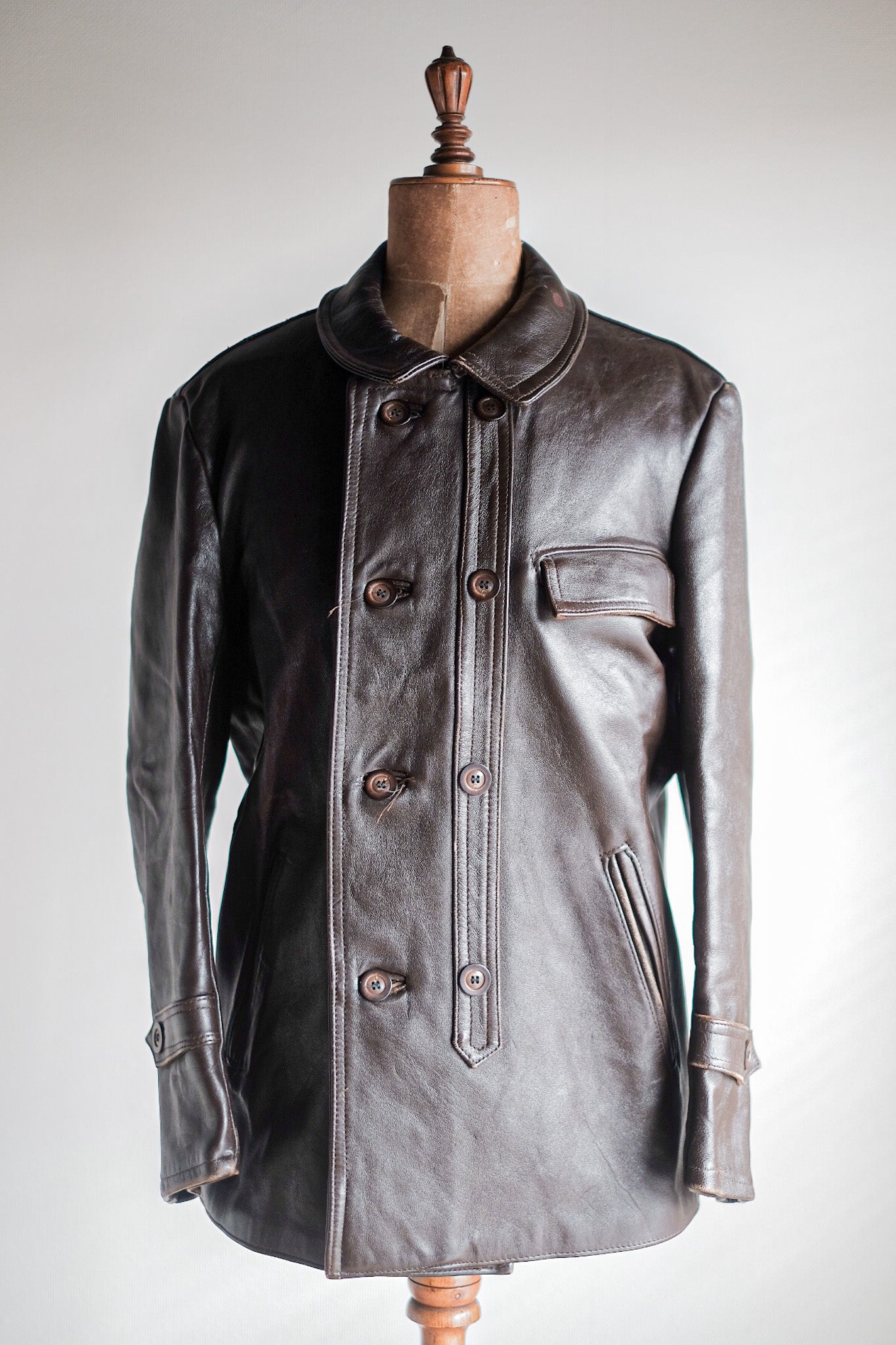 Franch Vintage Leather Coat着丈88cm