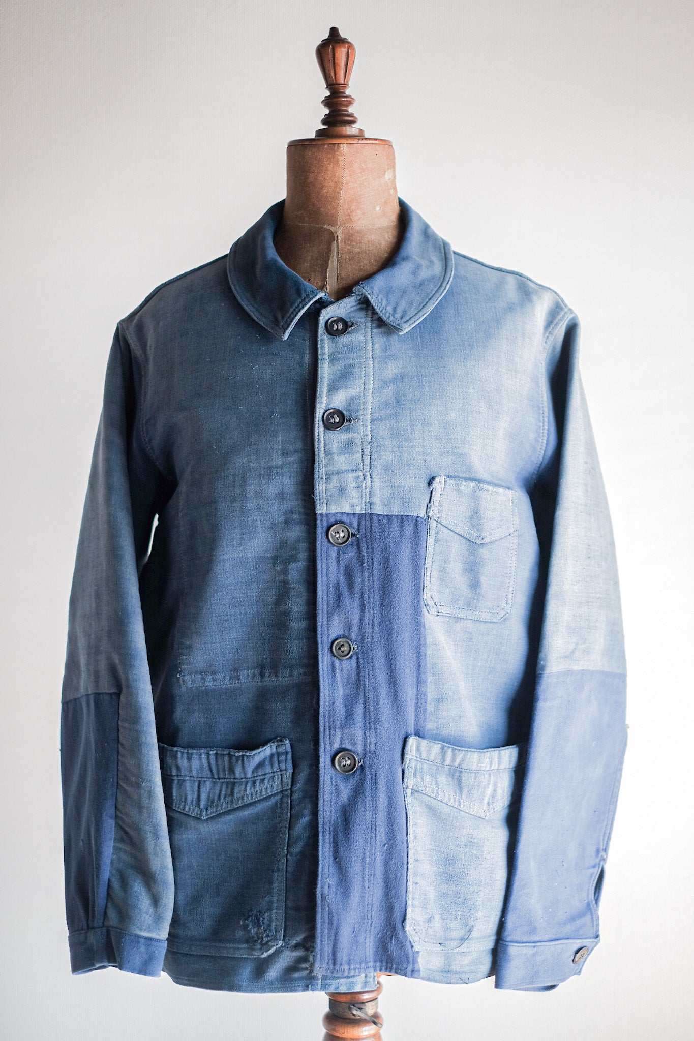 【~40's】French Vintage Blue Moleskin Work Jacket "Le Mont St. Michel"