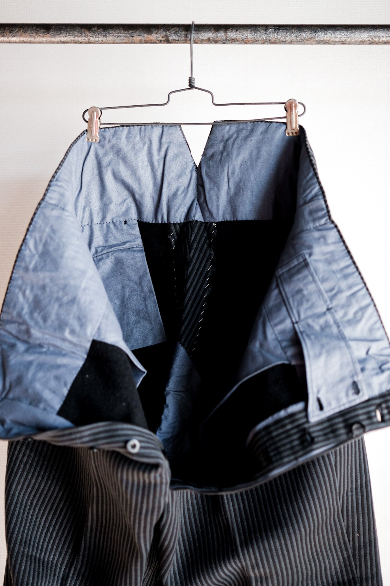 【 ~ 30's 】 French Vintage Cotton Pique Pique Striped Pants "Dead Stock"