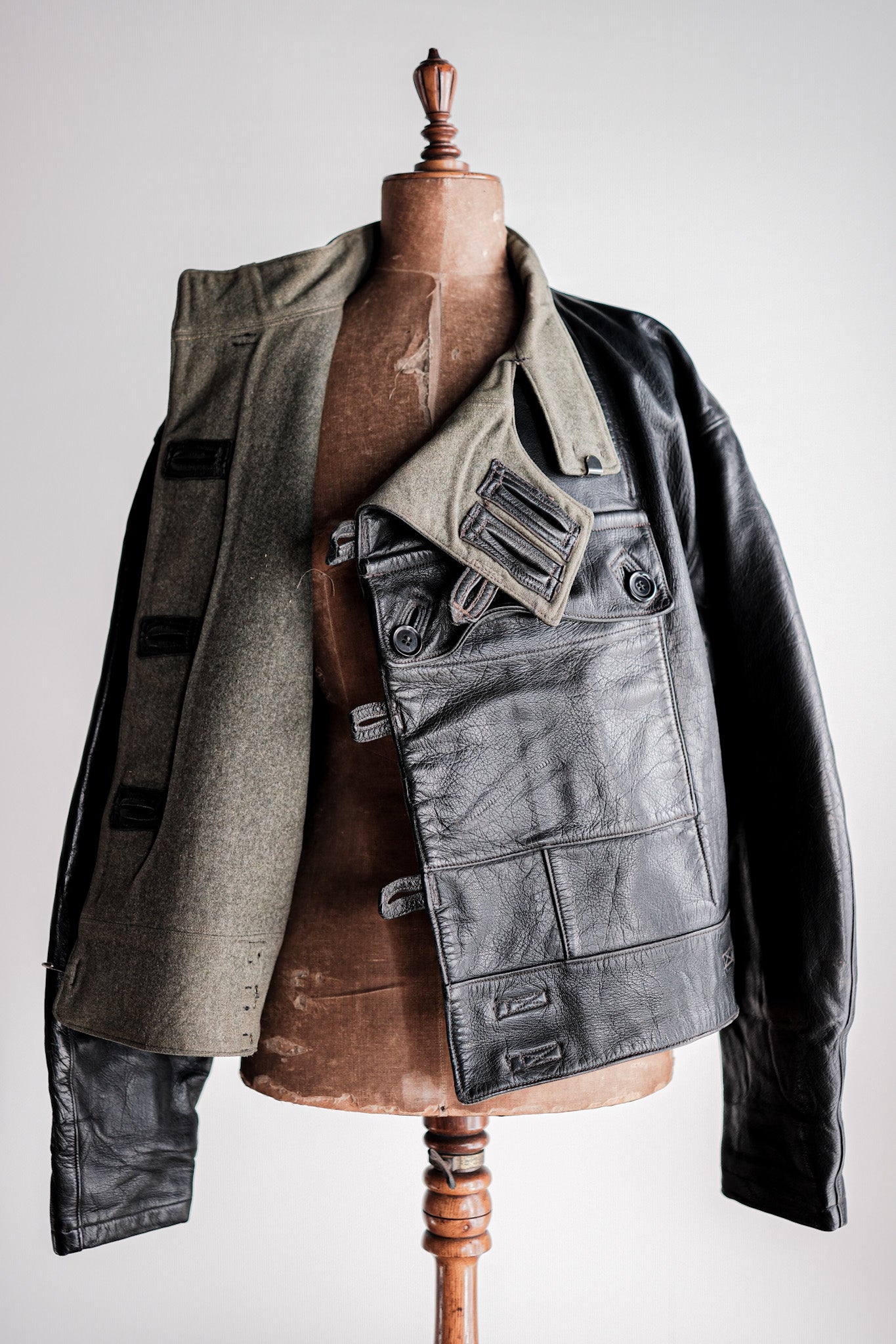 【~50's】Swedish Army Dispatch Rider Leather Motorcycle Jacket