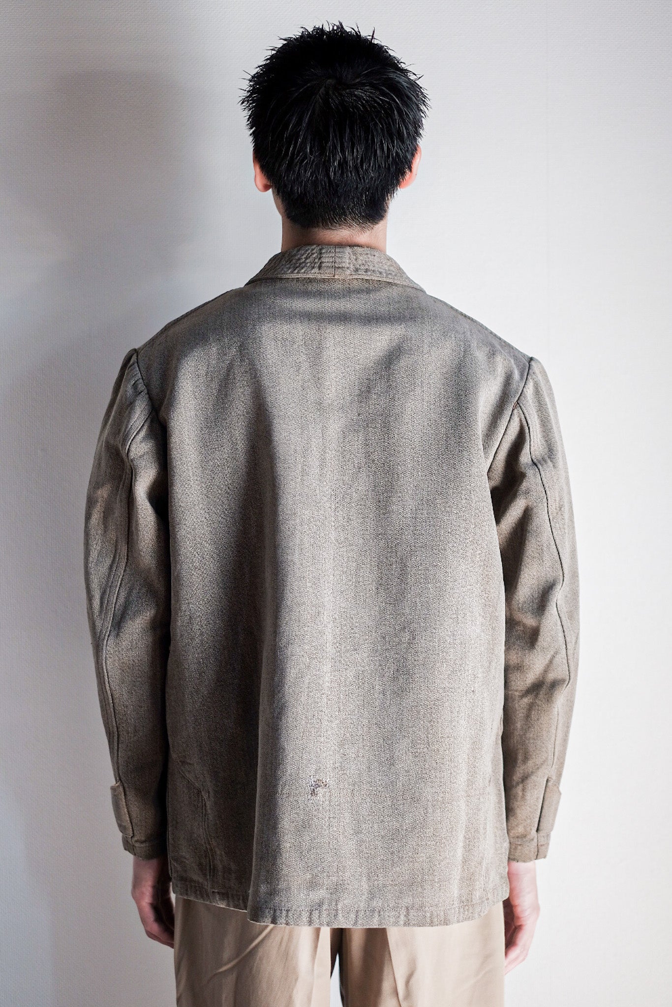 【~30's】French Vintage Brown Cotton Salt & Pepper Hunting Jacket