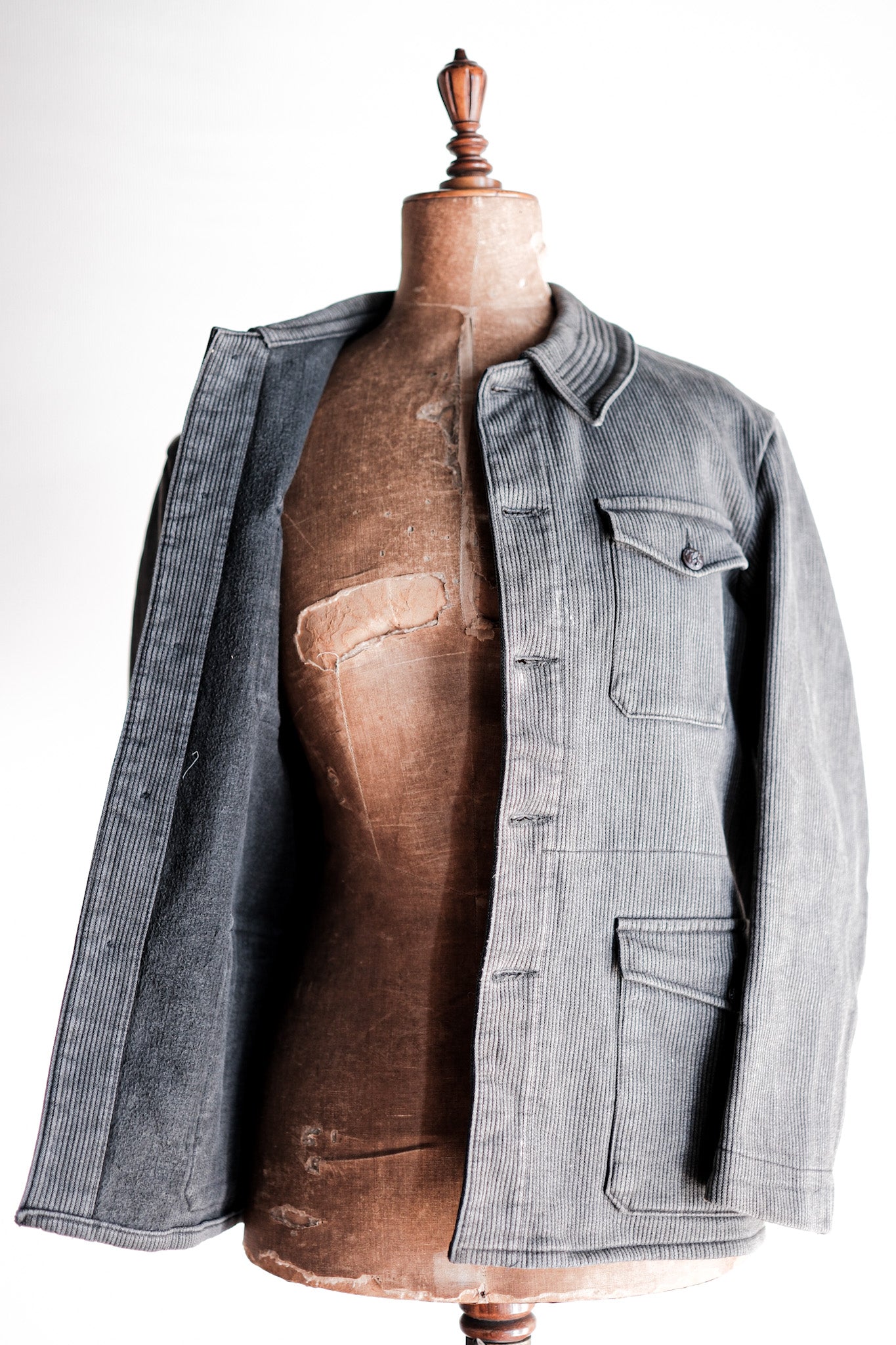 【~50's】French Vintage Gray Cotton Pique Hunting Jacket