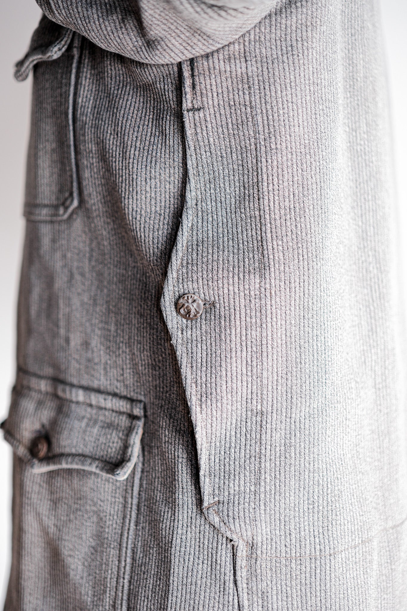 【~50's】French Vintage Gray Cotton Pique Hunting Jacket