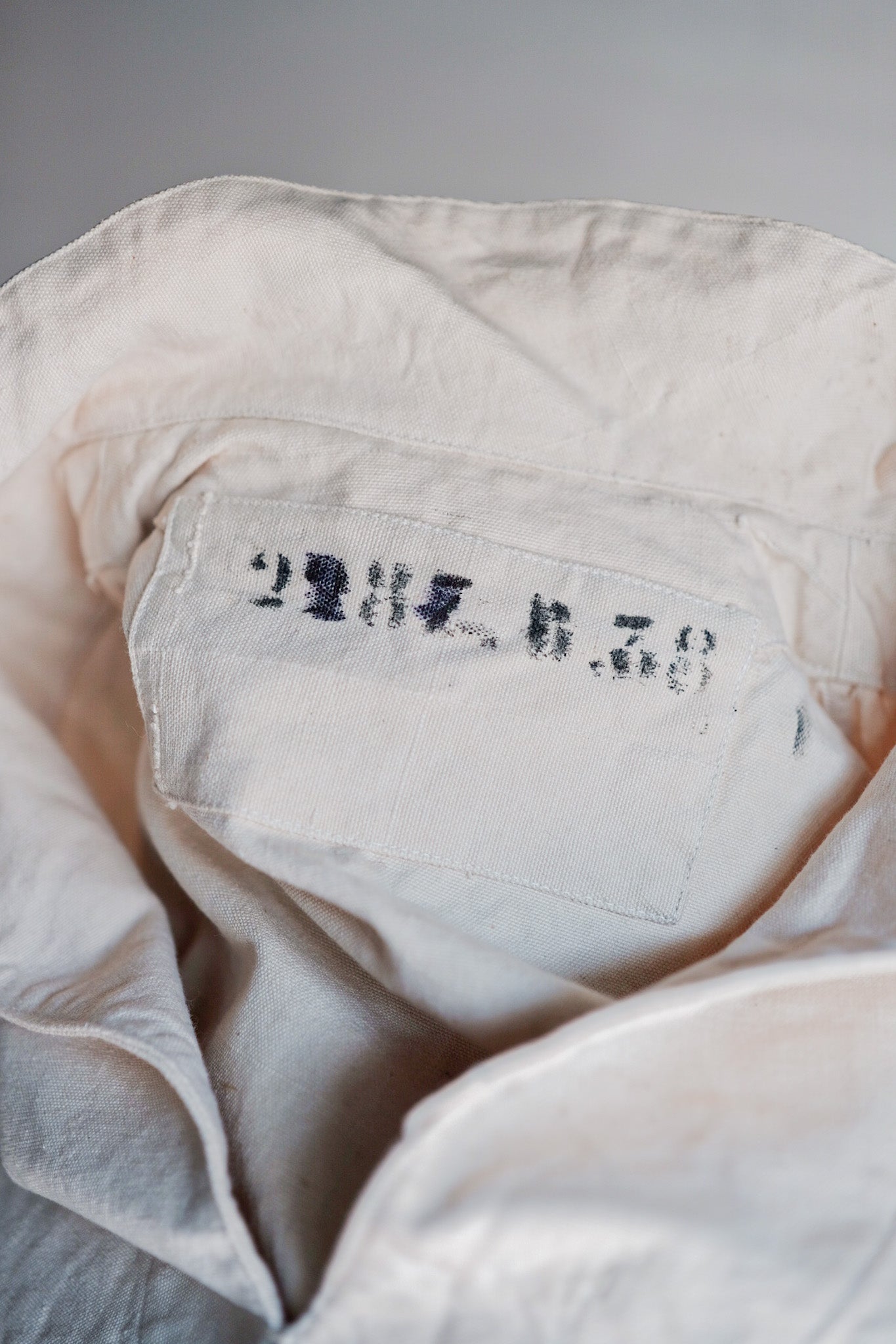 【~30's】French Navy Linen Sailor Smock "Dead Stock"