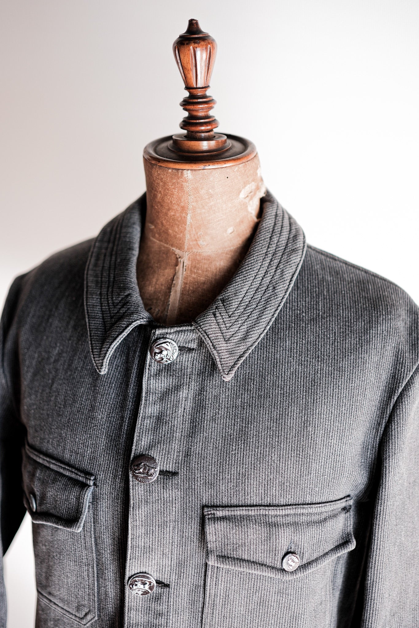 【~60's】French Vintage Gray Cotton Pique Hunting Jacket