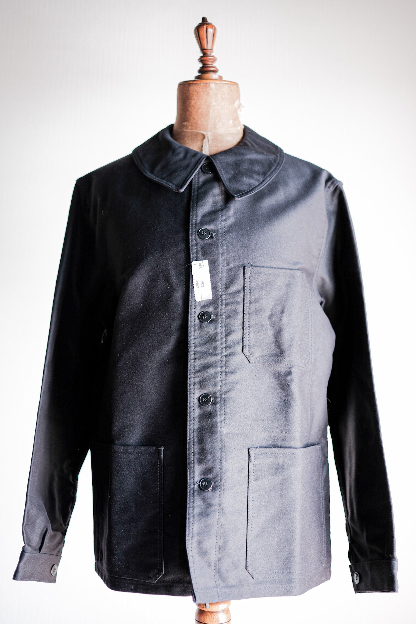 60's】French Vintage Black Moleskin Work Jacket Size.50 