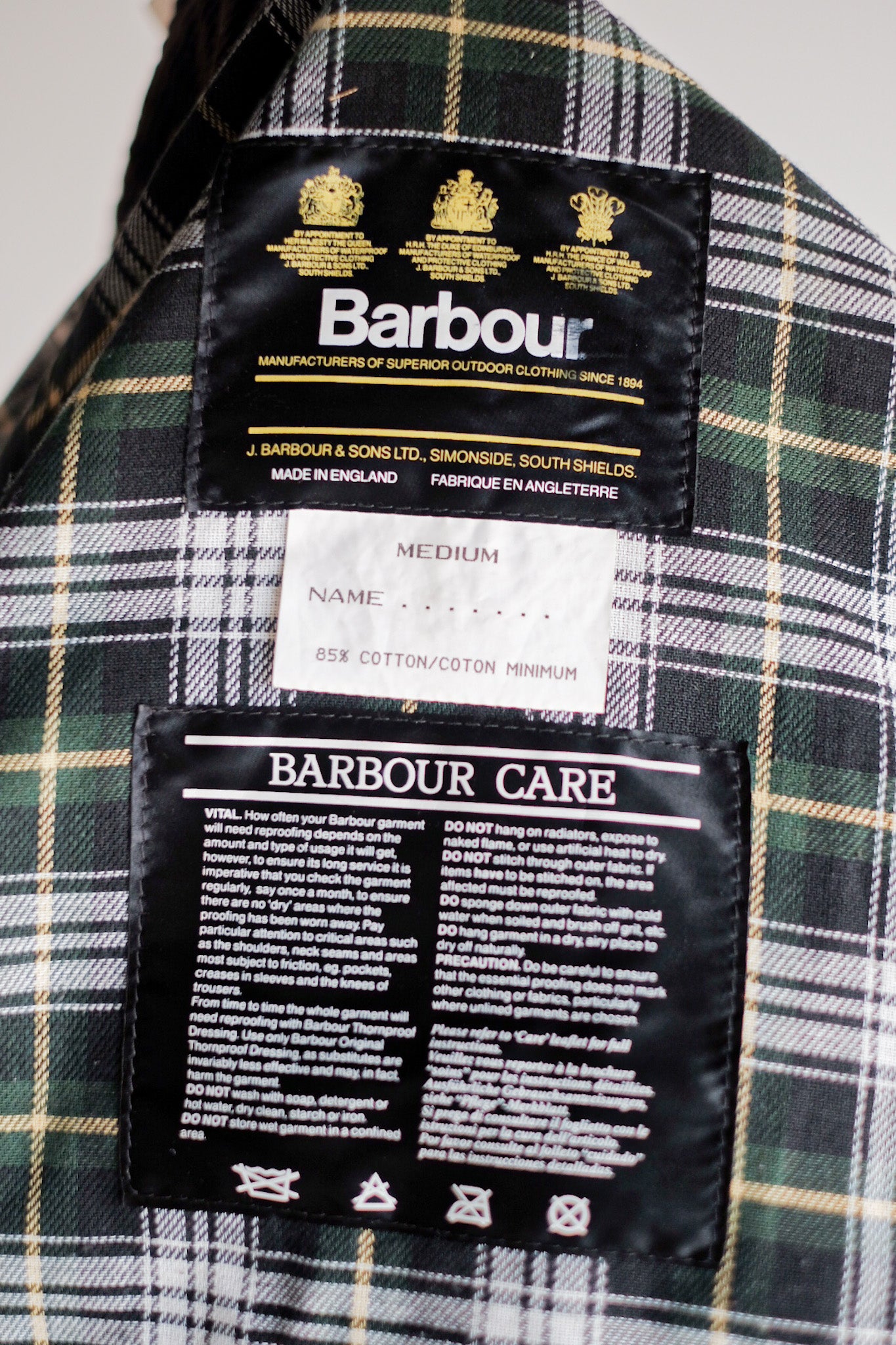 【~90's】Vintage Barbour "SPEY" 3 Crest Size.MEDIUM "Dead Stock"