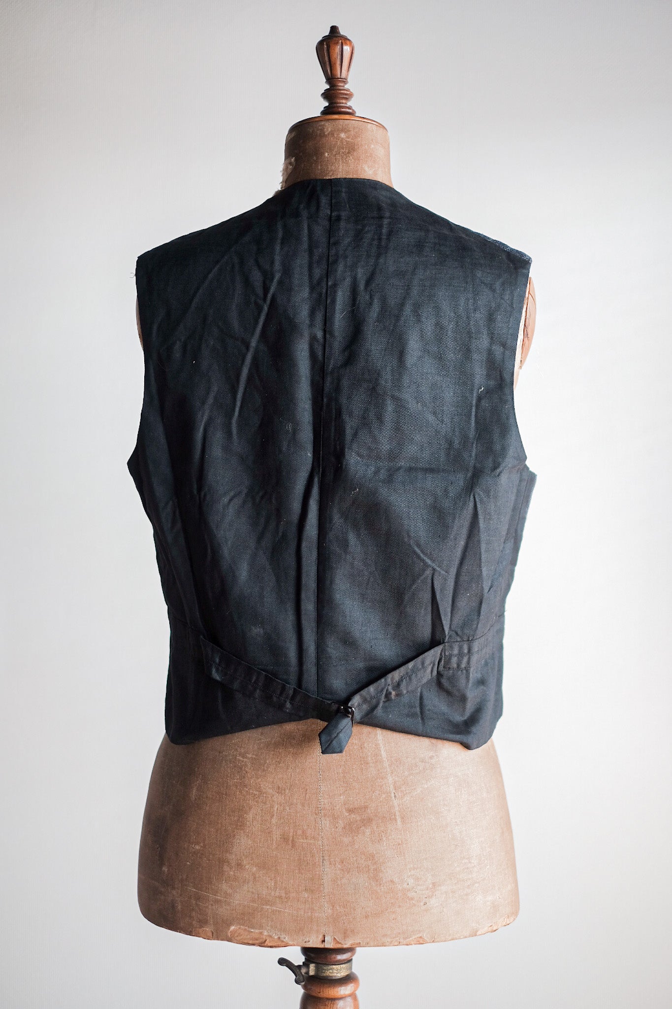 【~40's】French Vintage Gray Wool Striped Work Gilet