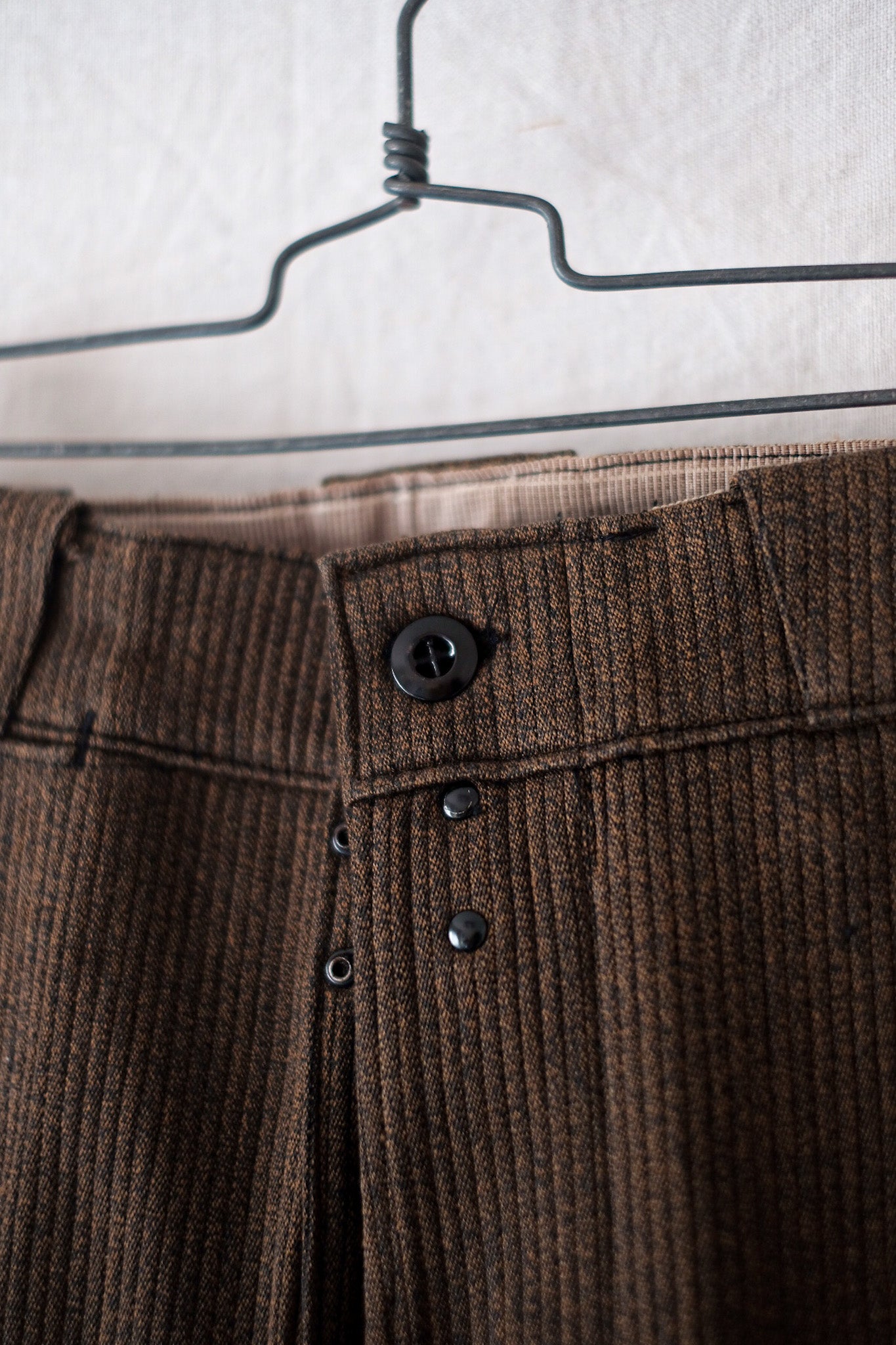 【~50's】French Vintage Brown Cotton Pique Work Pants "Dead Stock"