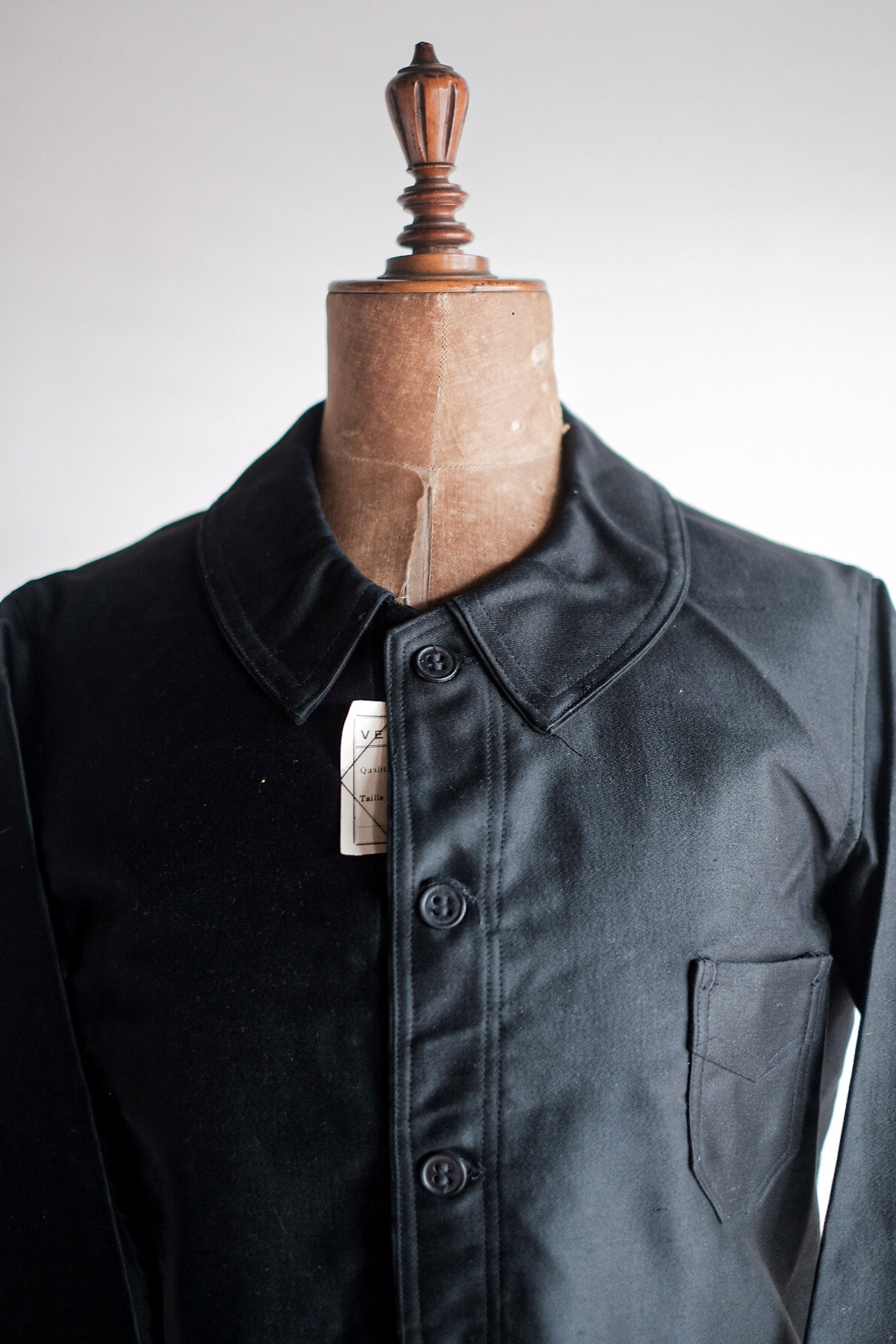 【~30's】French Vintage Black Moleskin Work Jacket "Dead Stock"