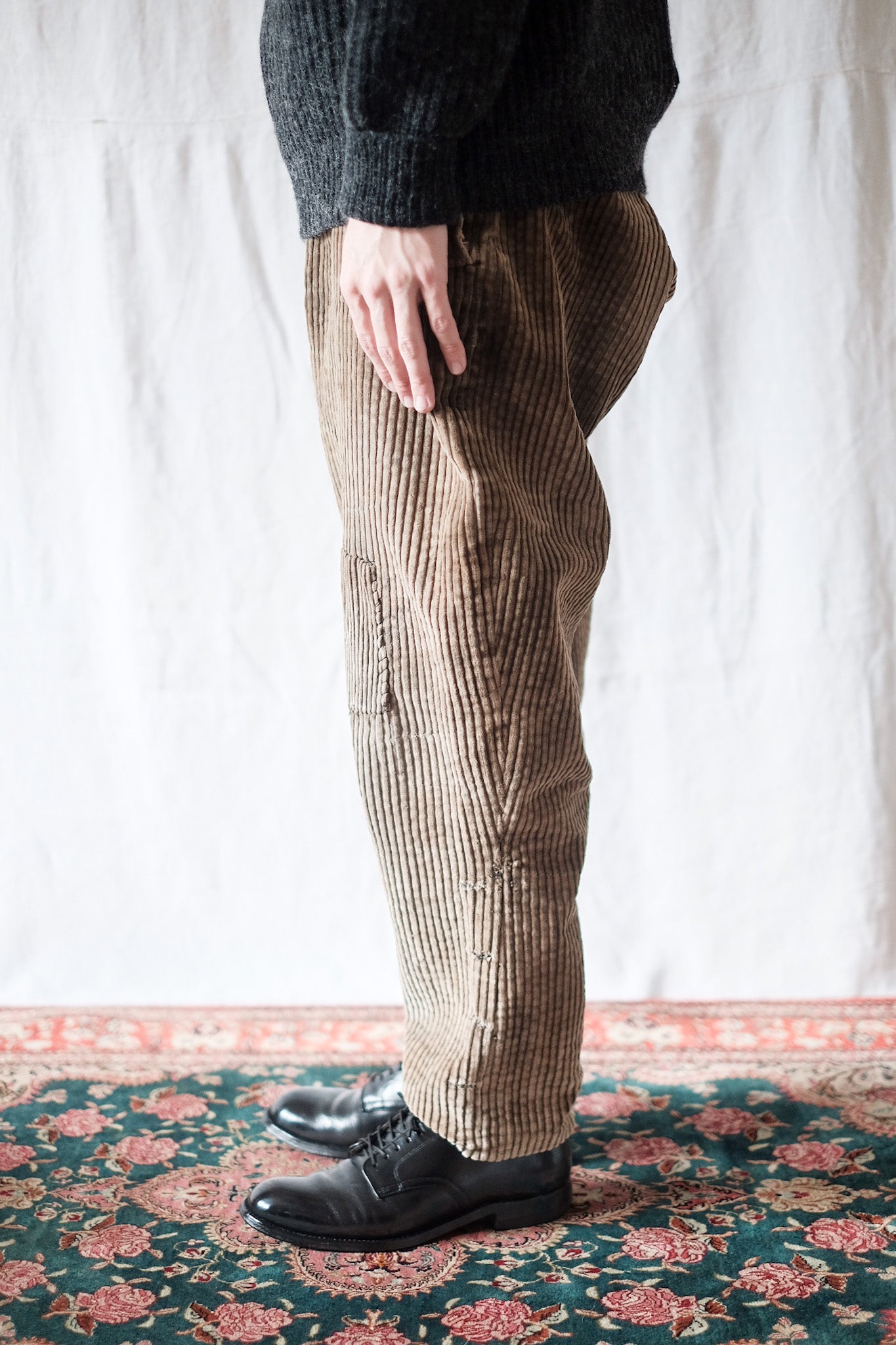 【~30's】French Vintage Brown Corduroy Work Pants "Adolphe Lafont"