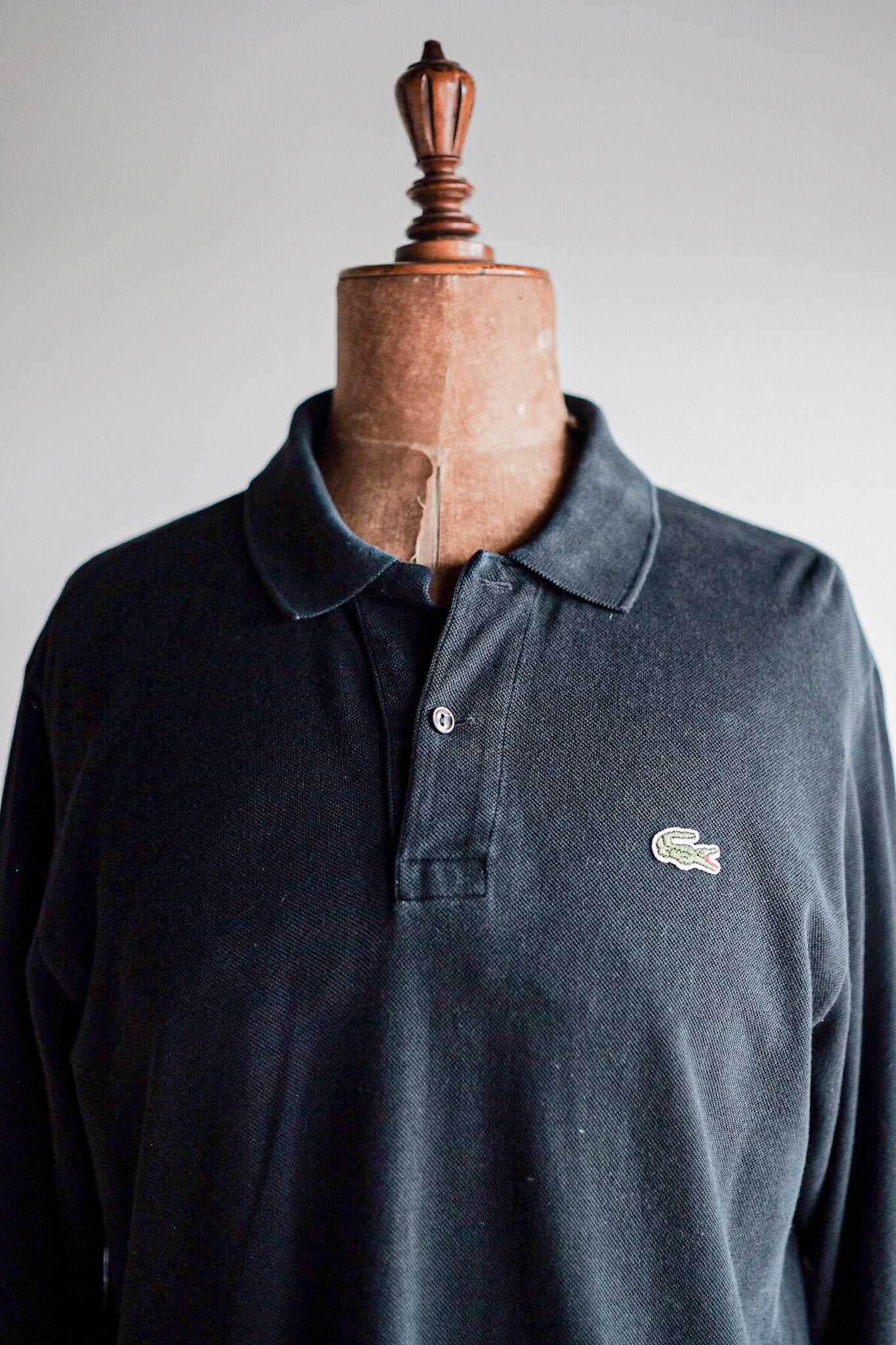 【~80's】CHEMISE LACOSTE L/S Polo Shirt Size.5 "Black"