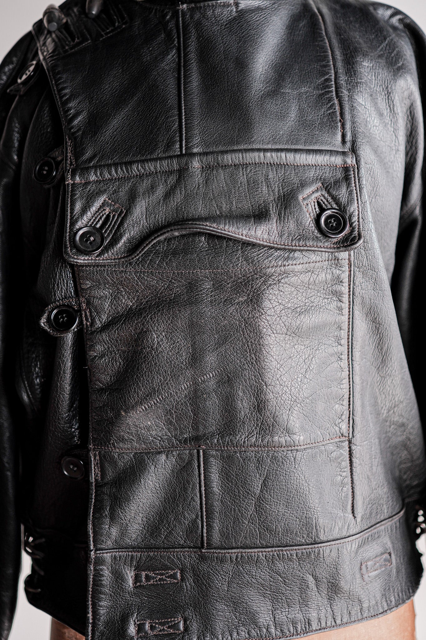 【~50's】Swedish Army Dispatch Rider Leather Motorcycle Jacket