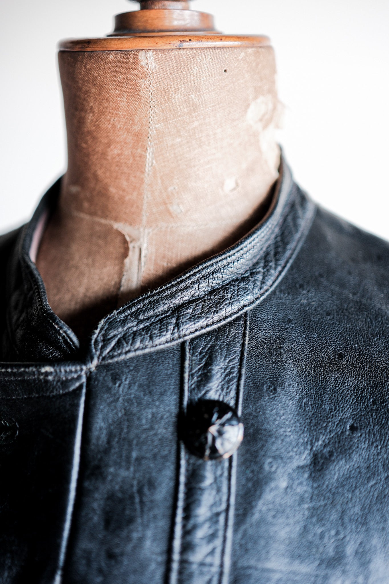 【~40's】Swedish Vintage Double Breasted Leather Jacket