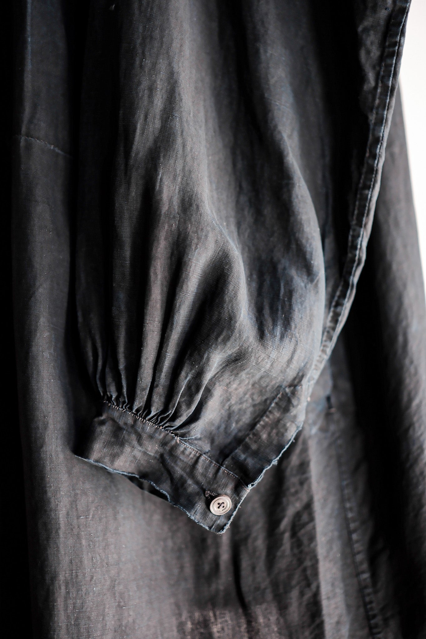 【Early 20th C】French Antique Indigo Linen Smock Open Type "Biaude"