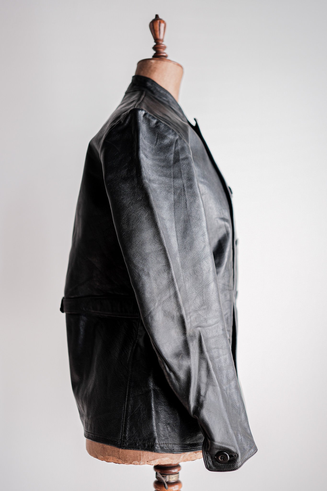 【~40's】Swedish Vintage Double Breasted Leather Jacket