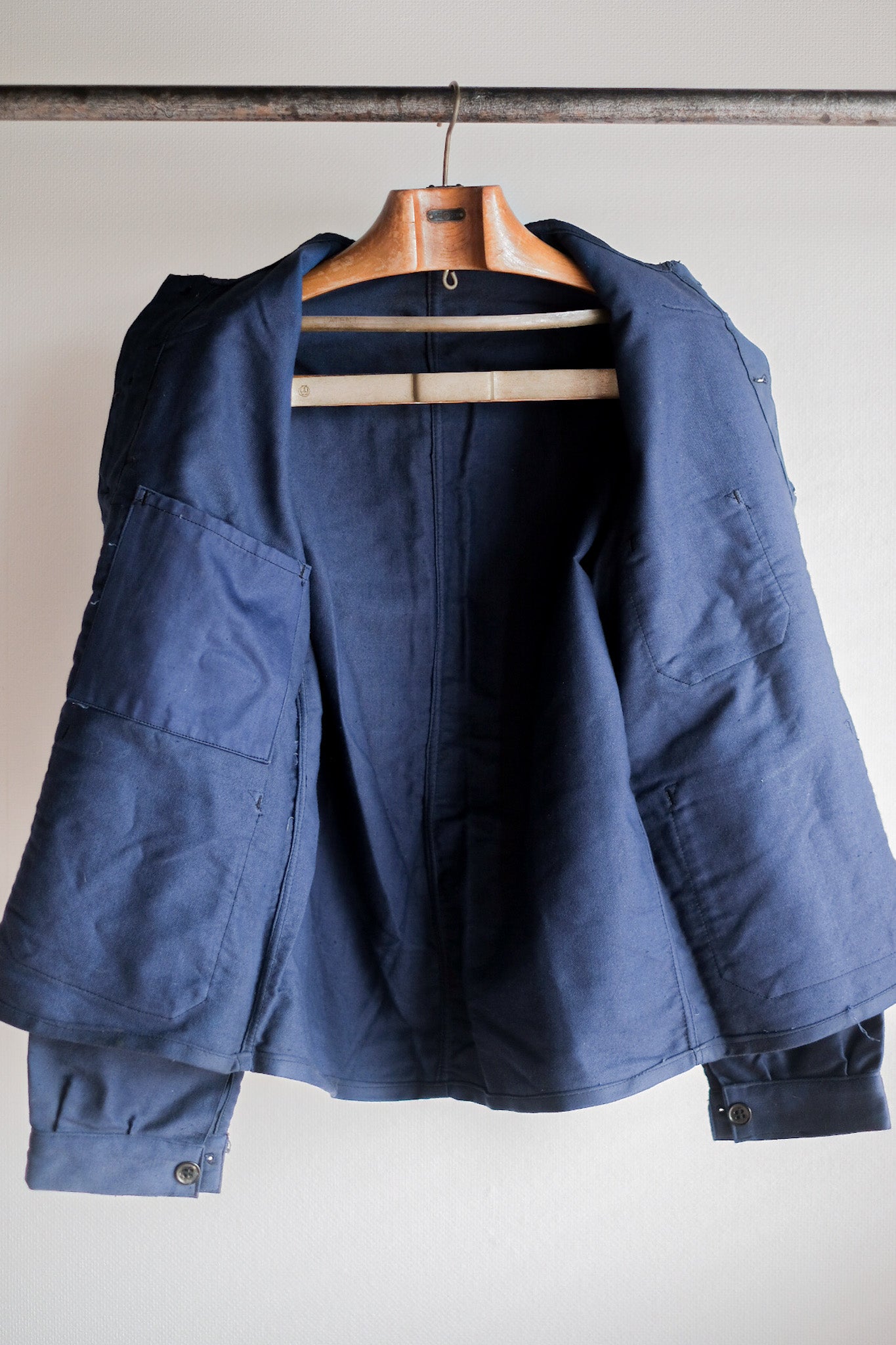 【~30's】French Vintage Blue Moleskin Work Jacket "Dead Stock"